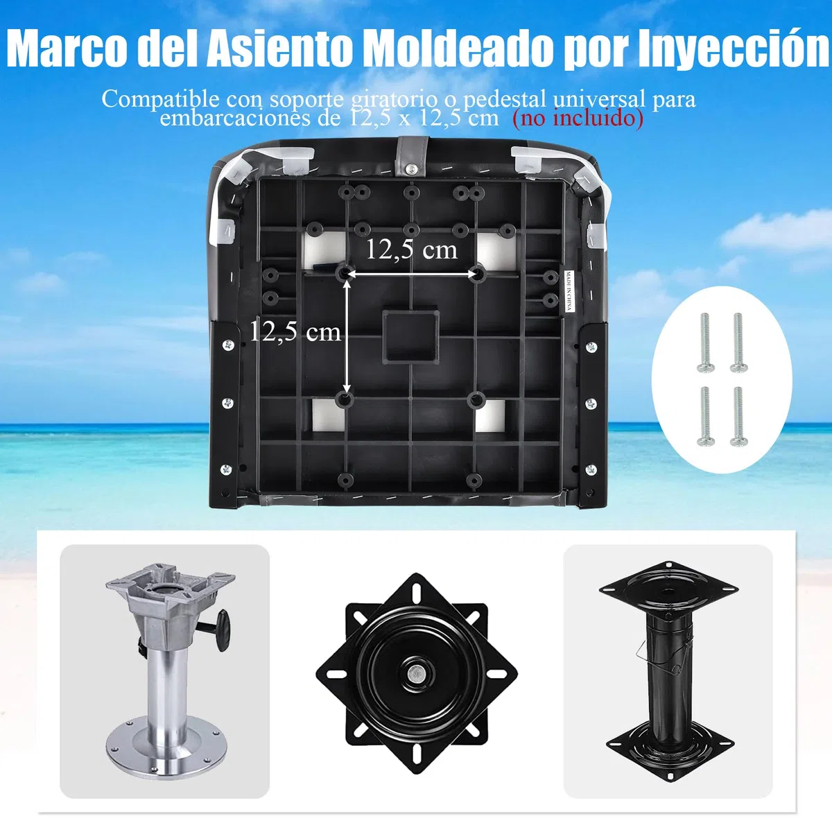 GOPLUS Asiento de Barco, Asiento de Pesca Plegable con Cojín Acolchado Suave y Costuras Reforzadas, Diseño Ergonómico, 115KG de Capacidad para Pesca en Yate (Negro)