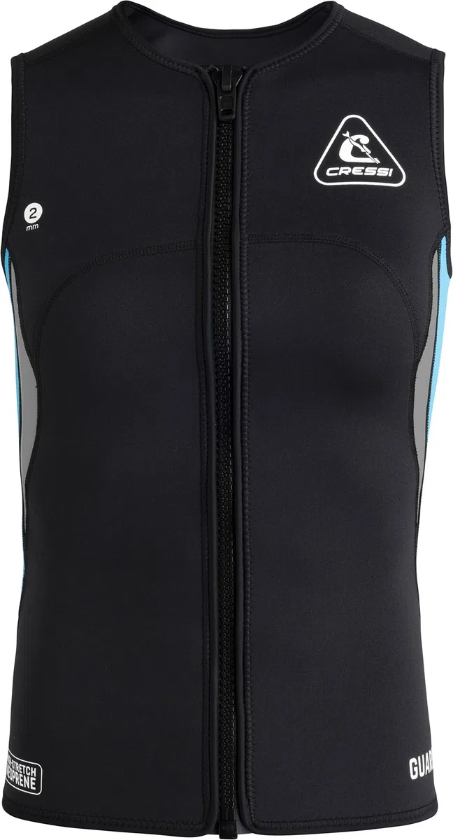 CRESSI Guardian Lady - Chaqueta, Chaleco o Pantalón de Neopreno de 2 mm, para Natación, Snorkel, Sup, Surf, Kayak y Otros Deportes Acuáticos, Negro/Aguamarina, Mujer
