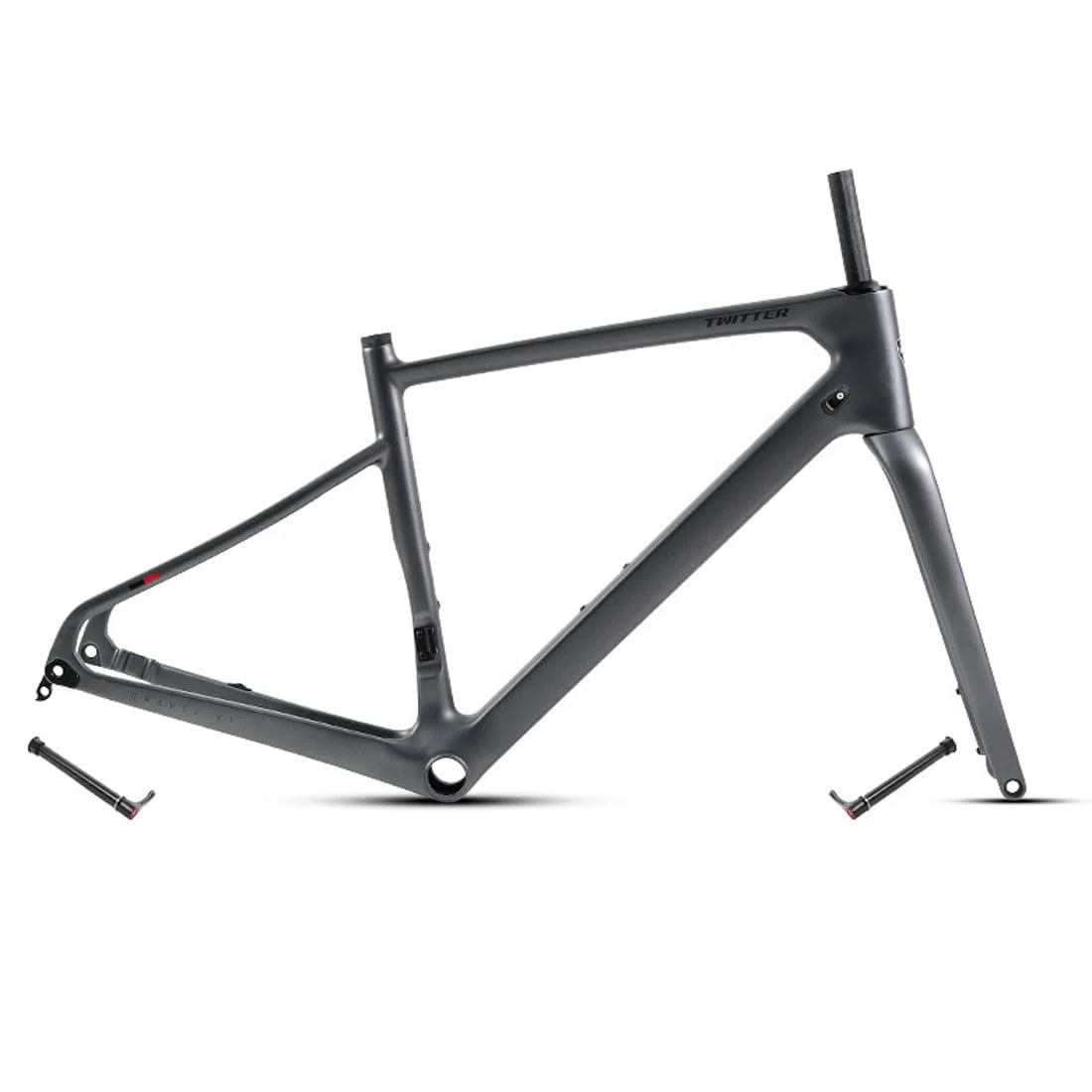 Gravel Cuadro De Bicicleta De Carretera Carbono 700C 45/48/51/54CM Cuadro Freno Disco Delantero 12x100mm Trasero 12x142mm Cuadro Con Eje Pasante Enrutamiento Interno Ligero ( Color : Dark gray , Size