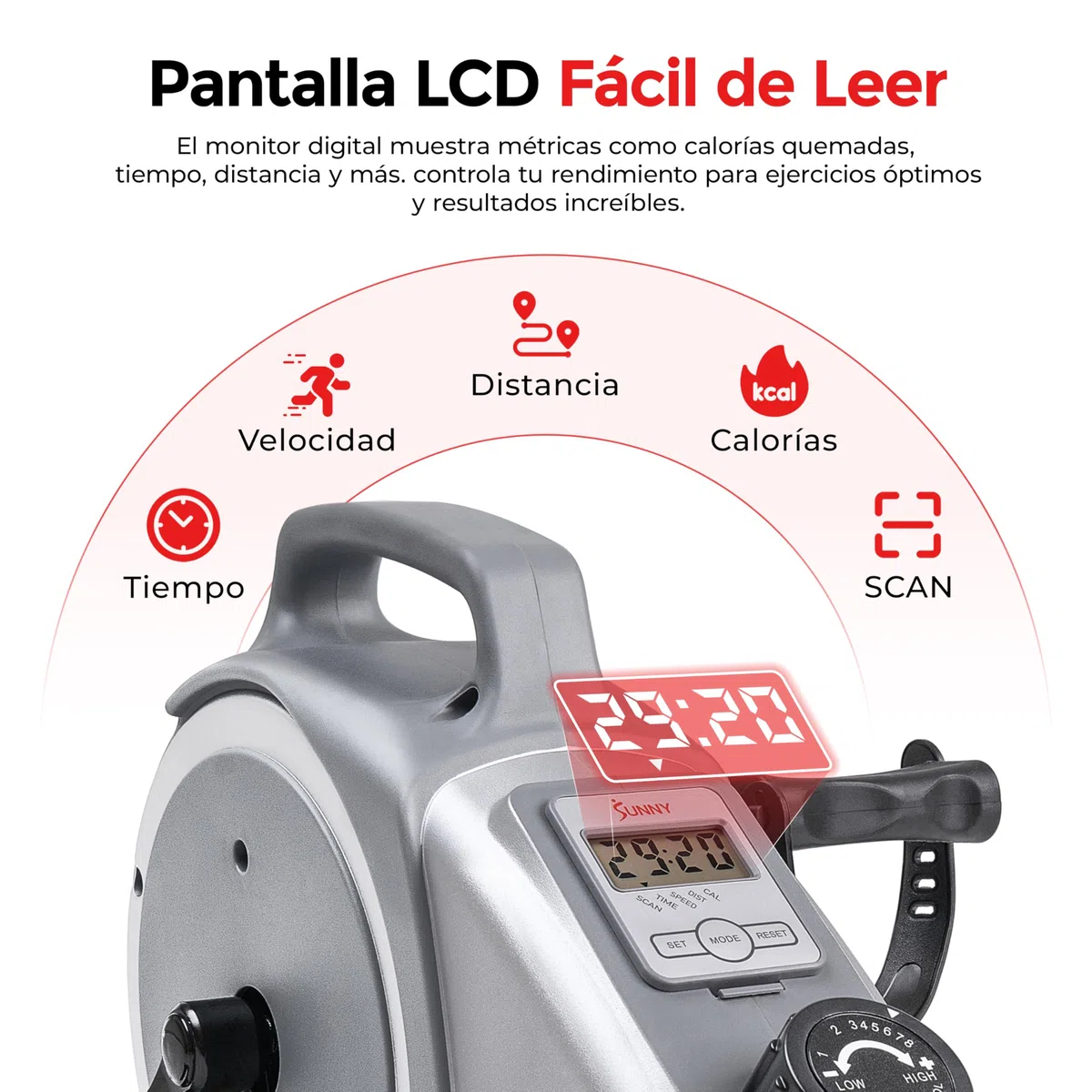 Sunny Health & Fitness Mini Bicicleta de Ejercicio, Pedaleador Sentado para Adultos Mayores, Bicicleta de Pedales para Brazos y Piernas Bajo Escritorio, Conexión Opcional a la SunnyFit App Gratuita