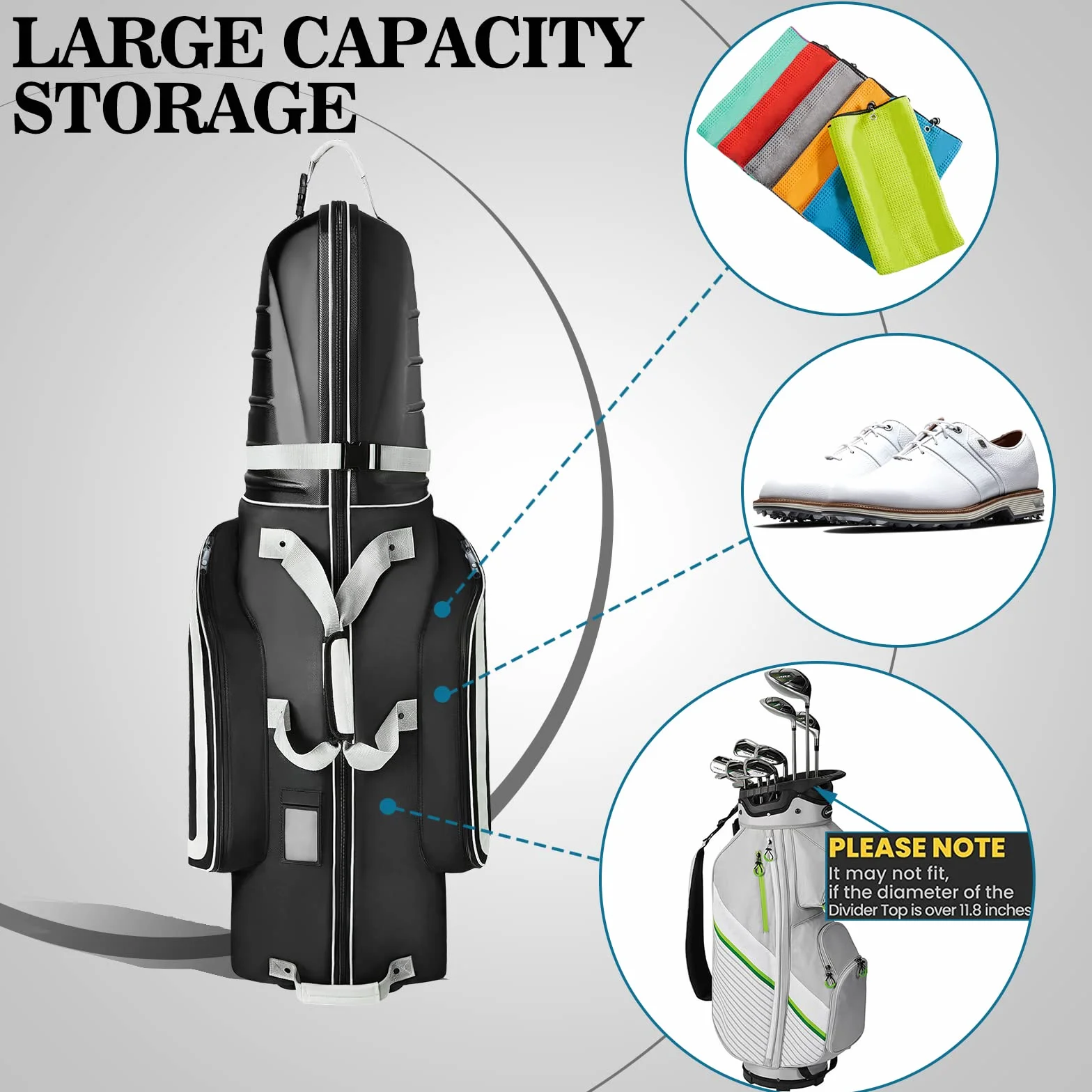 yamato Bolsa de Viaje de Golf con Carcasa Dura ABS Cubierta de Viaje de Golf para Palos de Golf, Equipaje para aerolíneas con Ruedas, Gran Regalo de Golf para golfistas