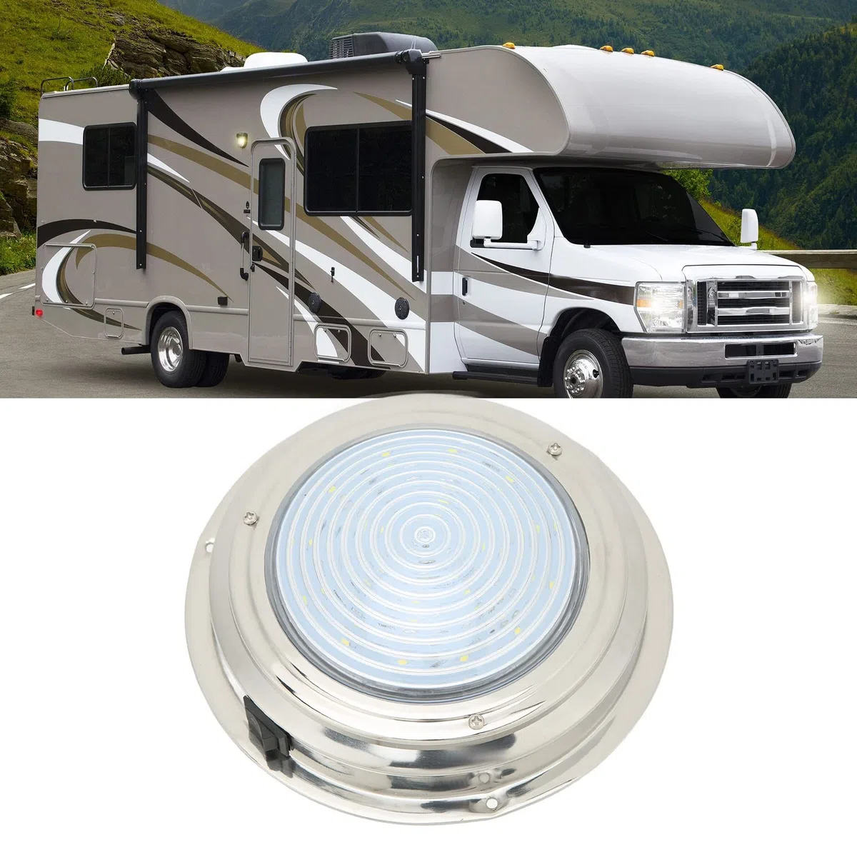 Cryfokt Luces Interiores de Barcos Marinos, 6.5In LED RV Lights Boat Ip65 Cubierta Impermeable Luz de Cortesía con 8 Cuentas de Lámpara LED Luces de Techo LED para Baño de Caravana RV (Luz Blanca)