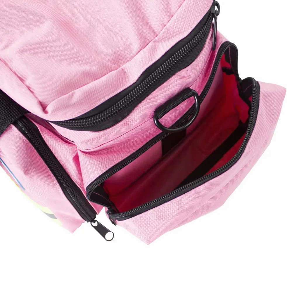 Mobiclinic, Bolsa asistencia sanitaria ligera, De rescate profesional, Capacidad más 21 litros, Con asas reforzadas, Bandas reflectantes, Amplia, Resistente, Rosa