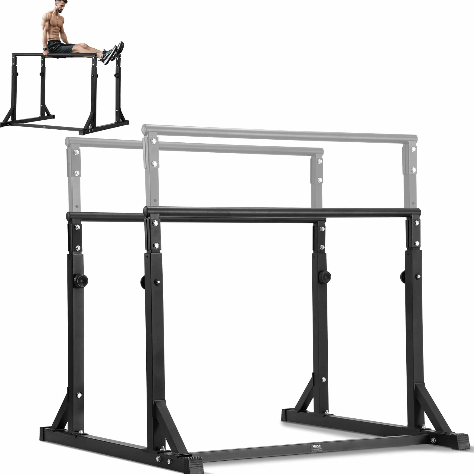 VEVOR Barra de Inmersión Capacidad Carga de 363 kg Estación de Inmersión con Altura Ajustable Estación de Barra de Entrenamiento Físico Barras Paralelas para Entrenamiento de Fuerza en Casa