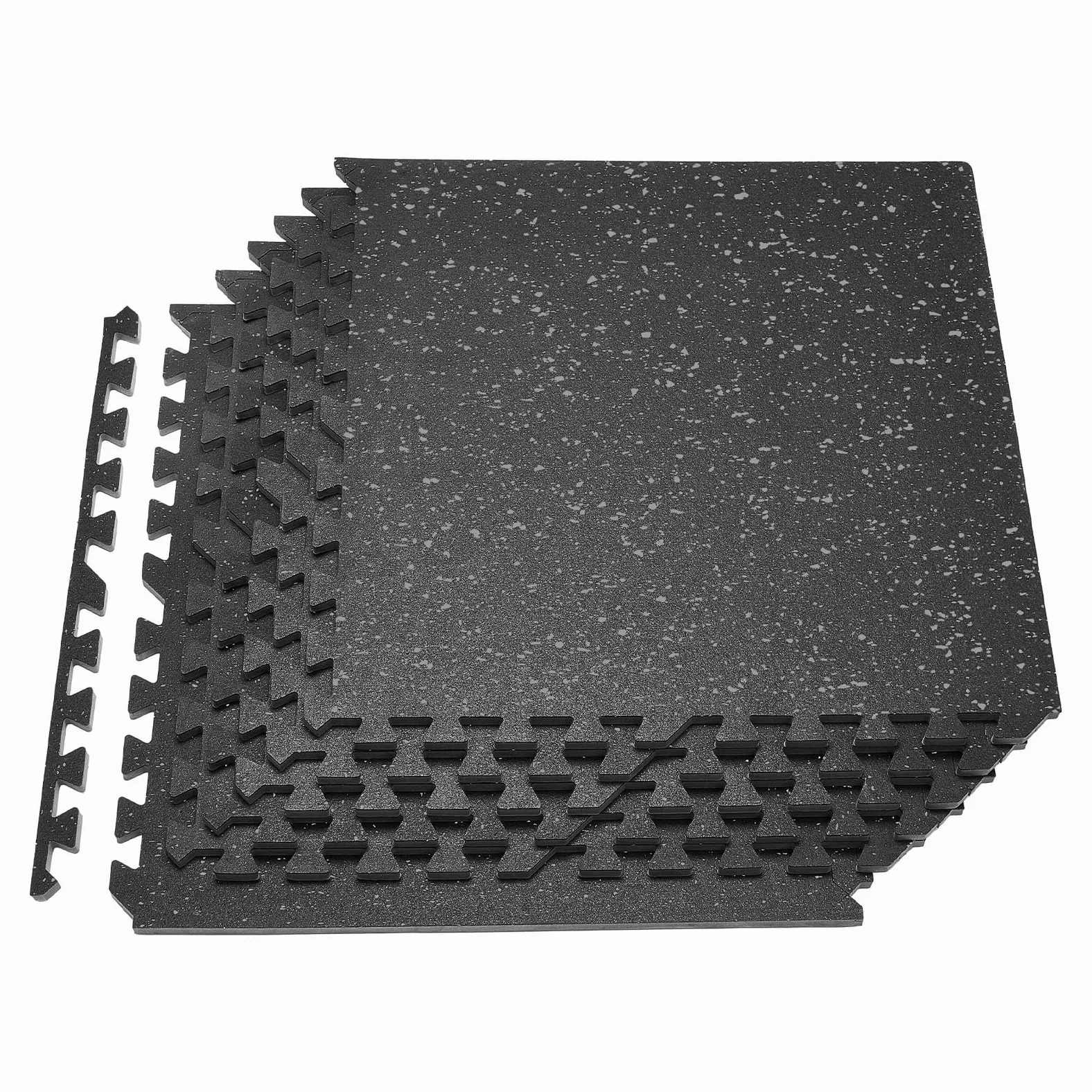 VEVOR Esterilla Puzzle 6 Piezas de 610 x 610 x 14 mm, Suelo Gimnasio de Goma EVA, Colchoneta de Ejercicios con Puntos Grises, Alta Densidad, Antideslizante Antigolpe Antiruido para Equipo Pesado, Casa