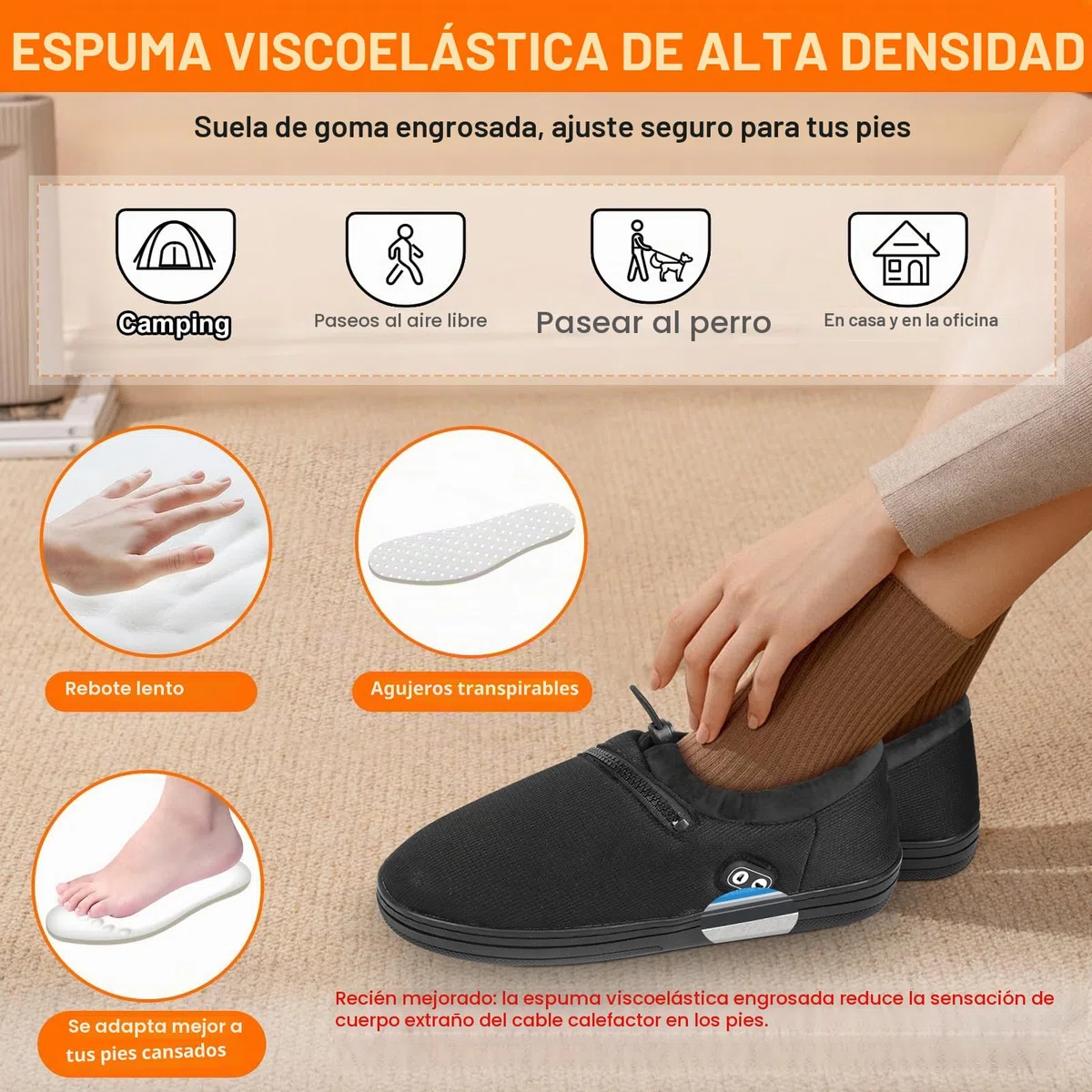 Amiable Zapatillas con Calefacción, Calentador de Pies con Batería de 7,4 V y 3000 mAh, Zapatillas Eléctricas con 4 Nivel, Función Antitacto, Zapatos calefactados para Mantener los