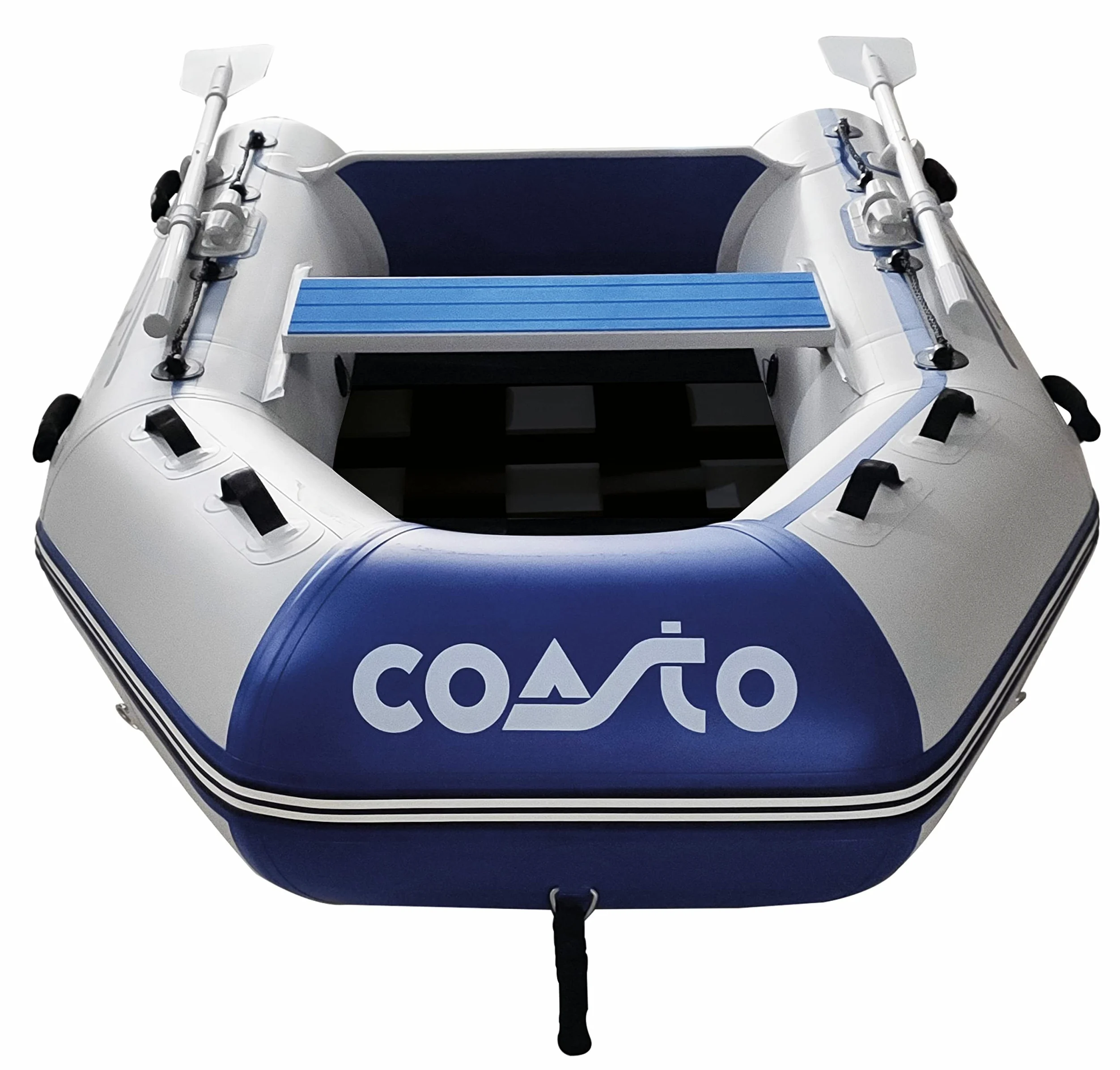 Coasto Anexo Slat 230-BT-CSL230C-Barco Inflable Piso Latte Carbono con Pack 2 Pajas, Bomba y Bolsa de Transporte - 3 Places-White BLUE-230x130cm Adulto Unisex, Multicolor, Estándar