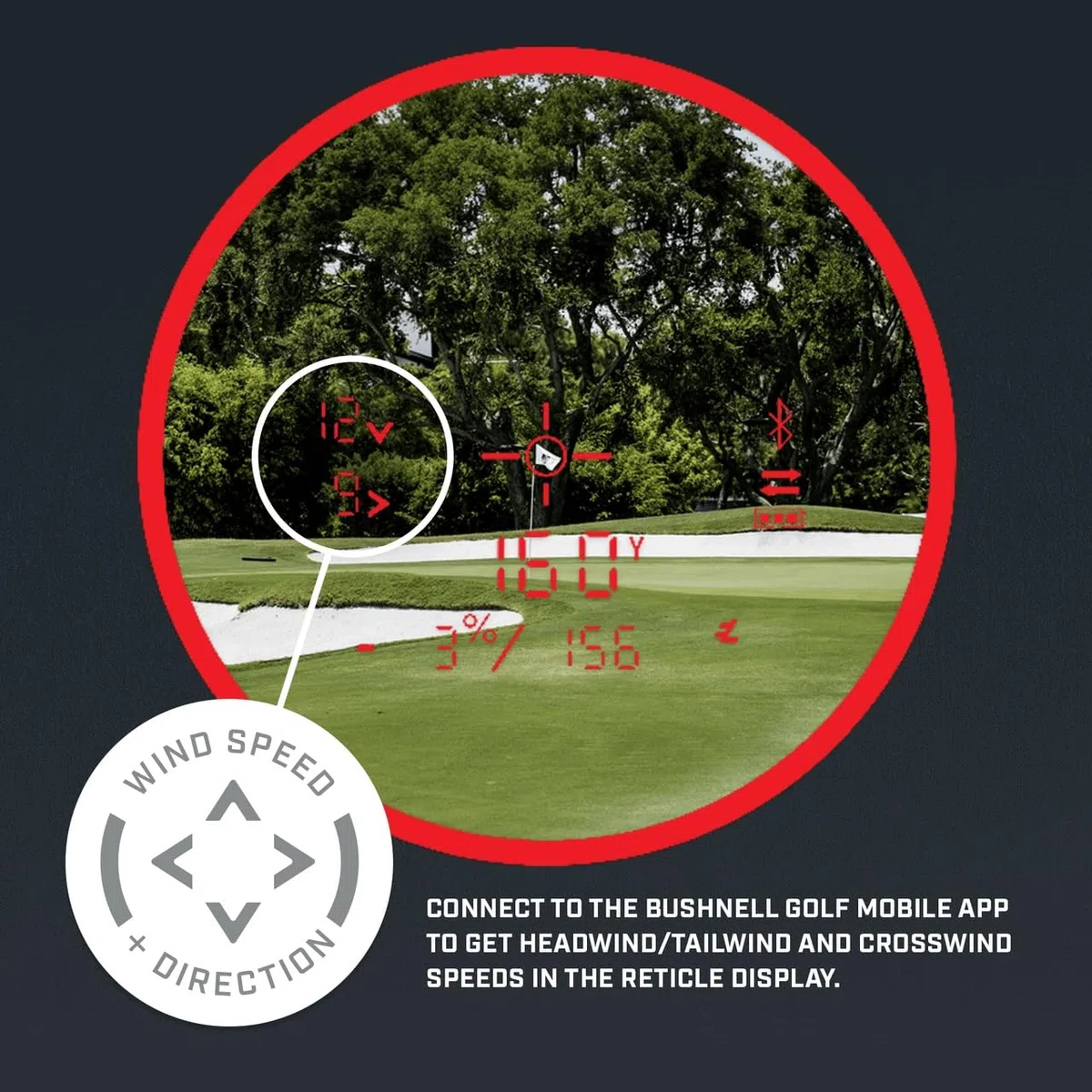 Bushnell Golf Pro X3+ - Telémetro láser con Velocidad del Viento, Pendiente y compensación de Elementos | Rango de 1300 Yardas, Aumento 7X, Pantalla Dual, JOLT Visual y Soporte magnético para Carrito