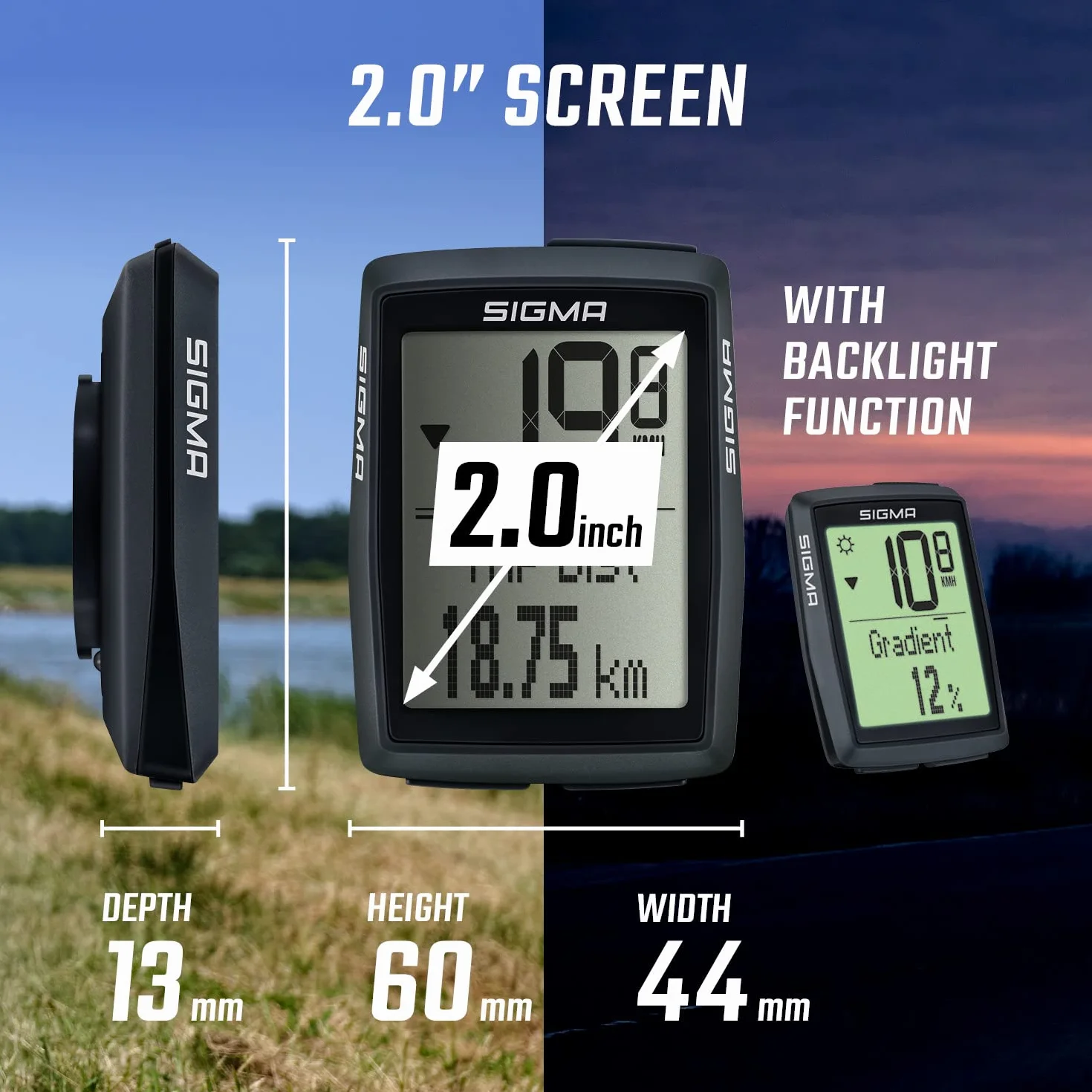 SIGMA BC 14.0 WL CAD| Ciclocomputador inalámbrico con 14 Funciones Incl. Sensor de cadencia | Medición de altitud barométrica | Manejo Sencillo con Botones Grandes y Pantalla Clara