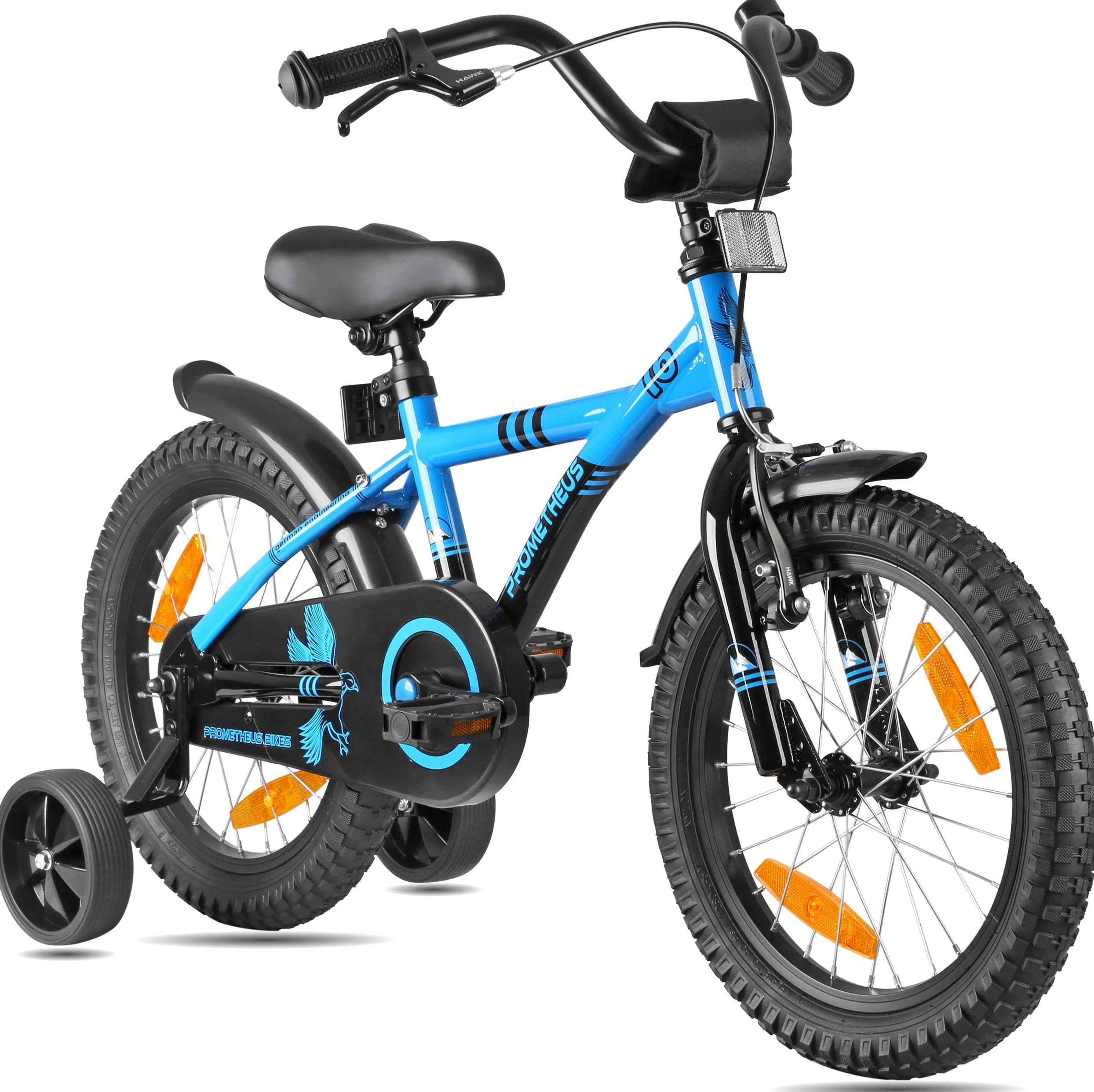 PROMETHEUS BICYCLES Bicicleta niño 5 años Bicicleta niña 16 Pulgadas 4-6 años - Bicicletas niños con ruedines - Bici niños Infantil y Freno contrapedal Azul