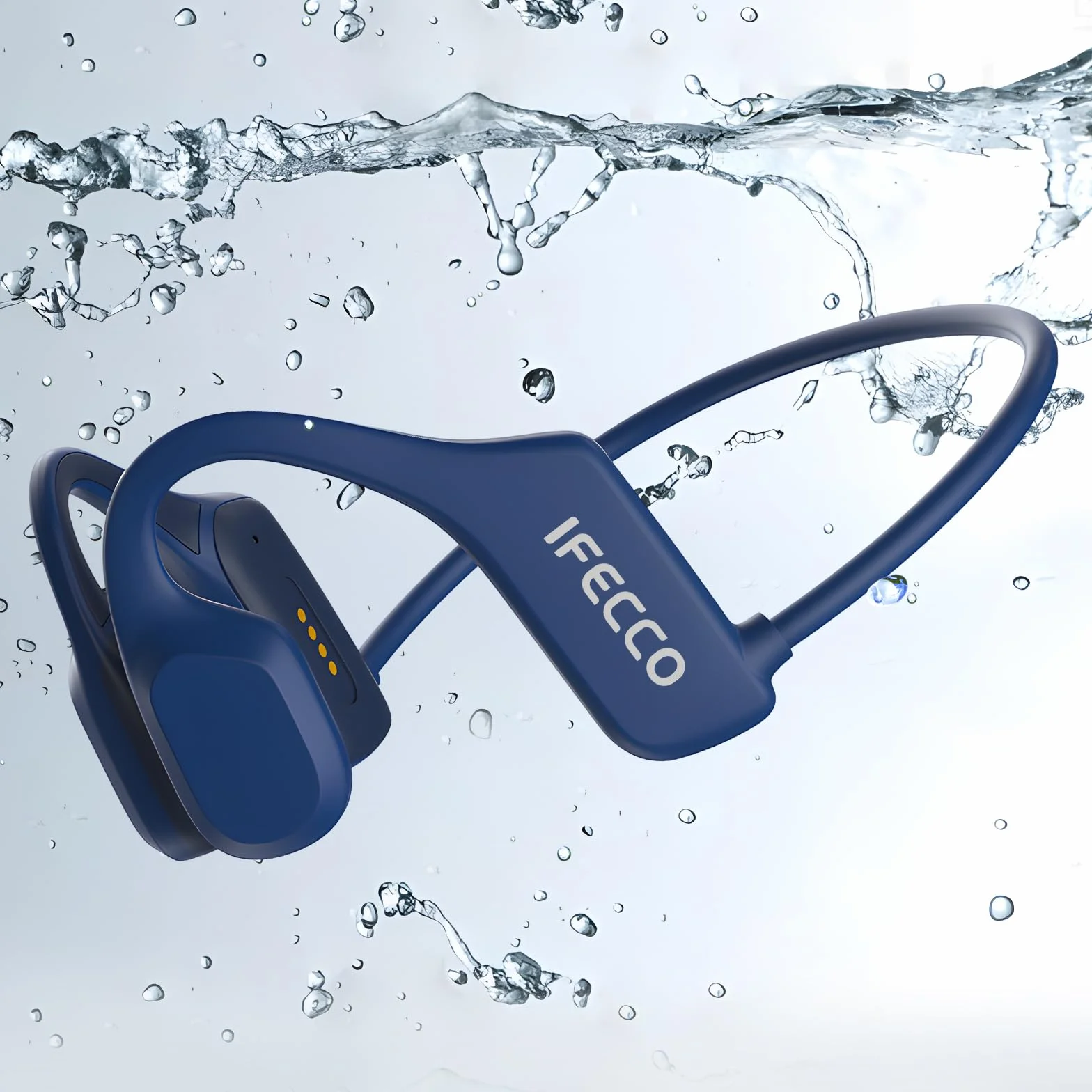 IFECCO Auriculares de Conducción ósea Bluetooth 5.2 - Auriculares Deportivos Inalámbricos IP68 Impermeables Subacuáticos con 8GB MP3 para Natación, Correr y Ciclismo