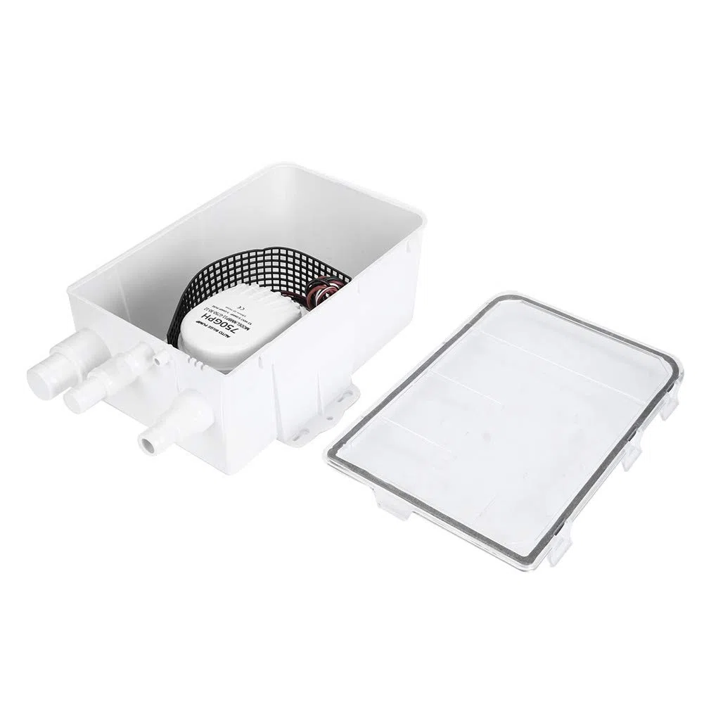 Kit de drenaje de bomba de sumidero de ducha marina de puertos múltiples | de bomba de sumidero de ducha Barco RV sentina 12V 750GPH Caja de drenaje de puerto múltiple marino