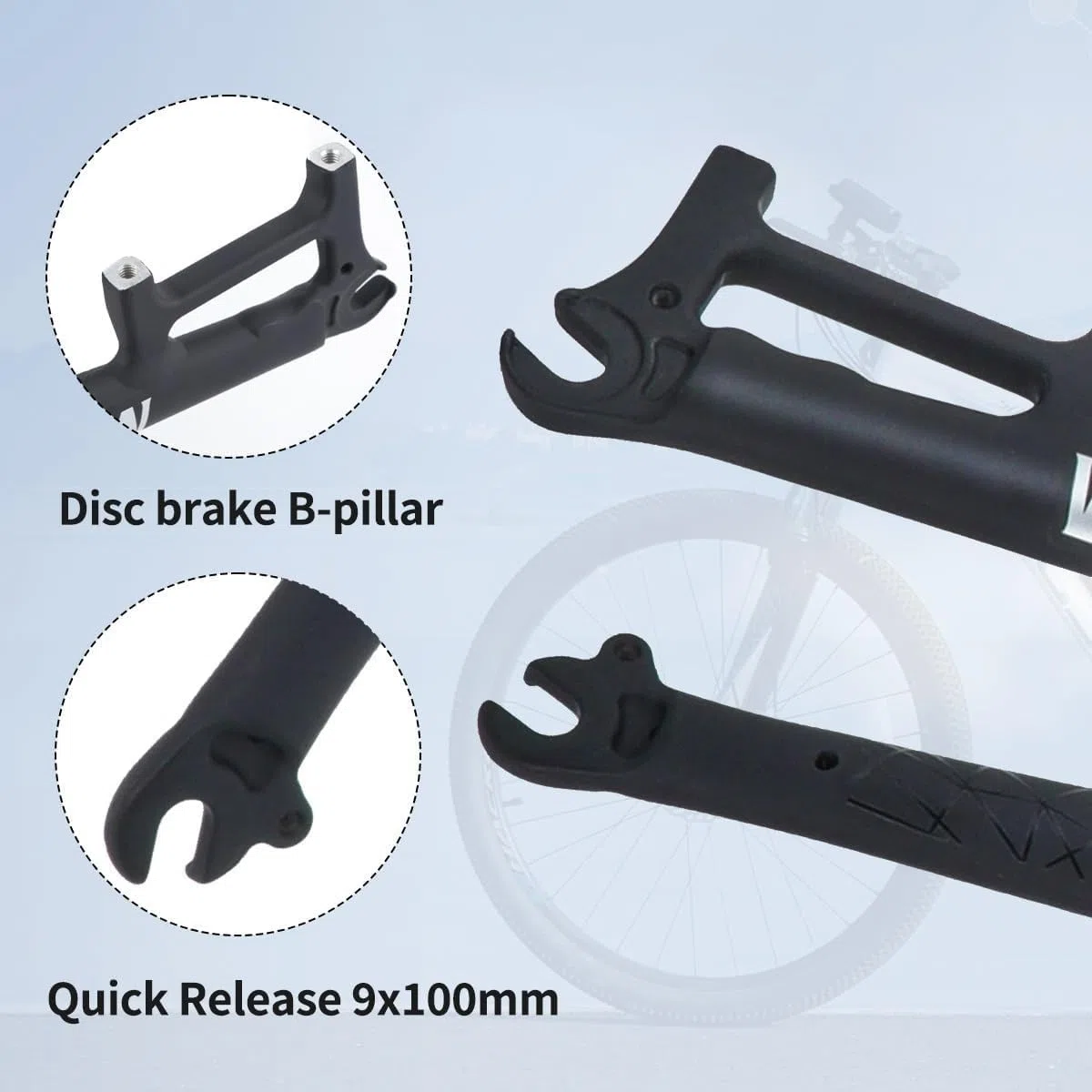 Horquilla Rígida para Bicicleta Montaña 26 Y 27,5 Pulgadas, 1-1/8 Pulgadas, Sin Rosca, con Freno Disco Recto/V-Brake, Horquilla Rígida Aleación Aluminio Ultraligera, QR 9 X 100 Mm A,27.5