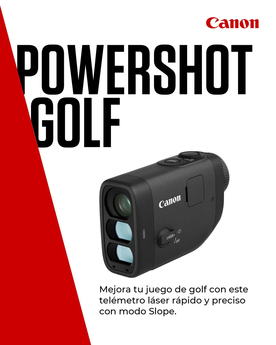 Canon PowerShot Golf, Telémetro Láser con Cámara Estabilizado, Foto 11MP y Vídeo FHD, Zoom 6X y Digital 12x, Modo Slope y Fijación de Banderín, Medición Metros y Yardas, Apto para Competición, Negro