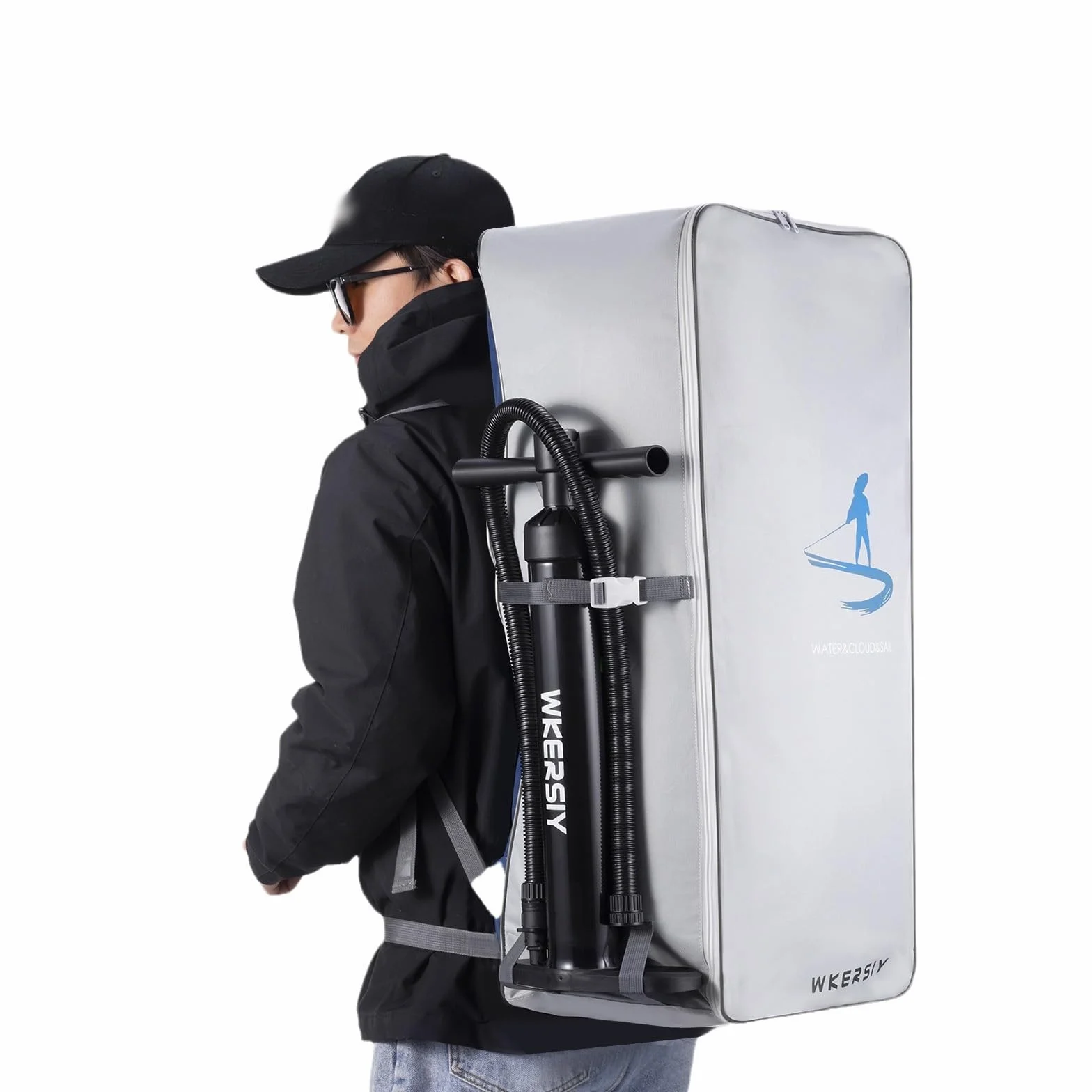 105L Paddle Board Mochila, Mochila de viaje impermeable para tabla de paddle inflable SUP Stand Up Board Bolsa de transporte Mochila de hombro Mochila portátil Oxford tela SUP Surf Bolsa
