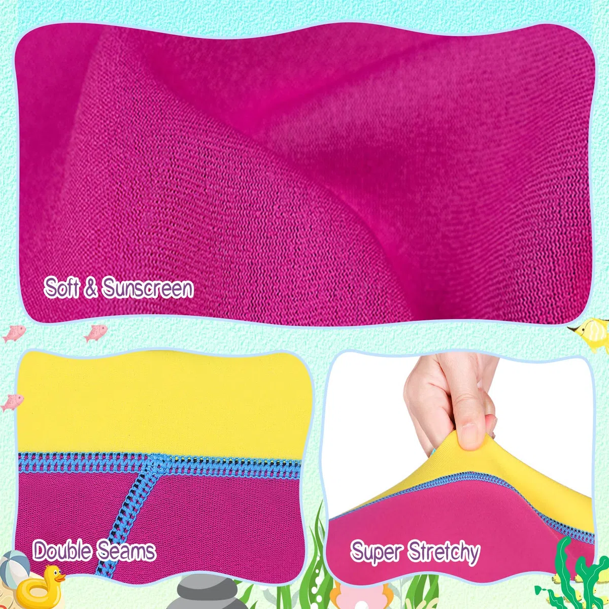Traje de neopreno para niños: traje de neopreno corto de 2,5 mm, neopreno SCR mejorado, material más seguro, protección UV, cremallera frontal para clases de natación, mantiene el calor en agua