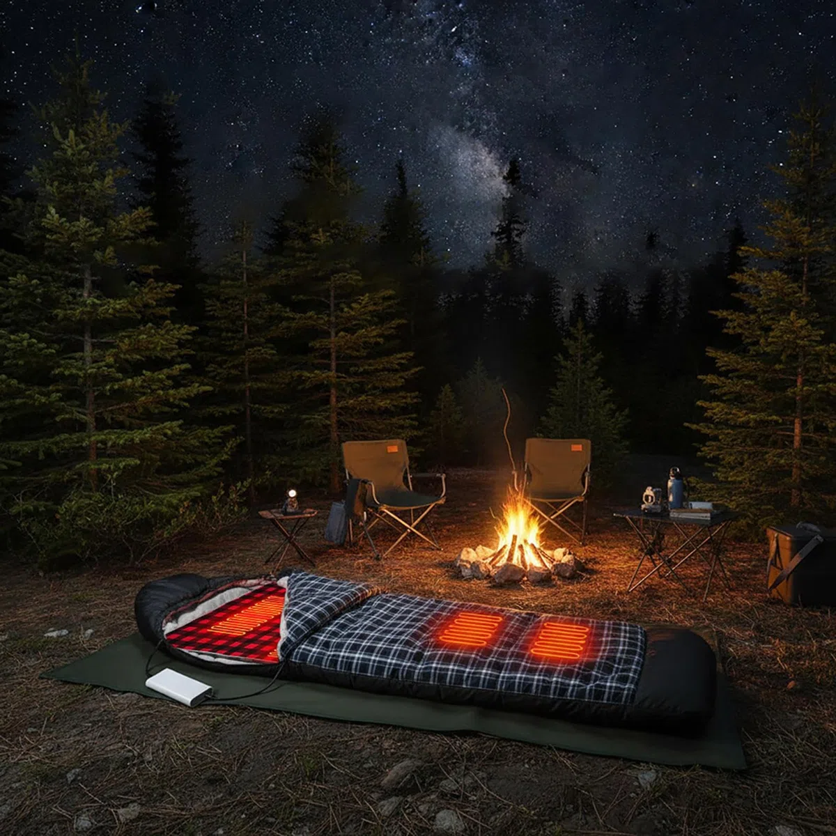 Almohadilla Térmica Para Saco De Dormir Camping - Manta Térmica 3 Niveles Ajustables 5 Zonas De Calor - Almohadilla USB para Camping - Para Clima Frío Tienda Senderismo Mochilero