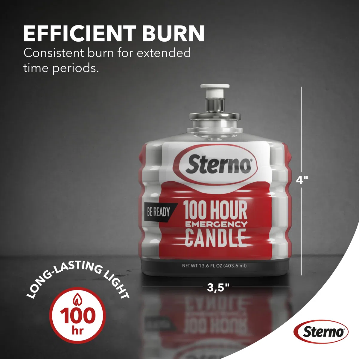 Sterno Velas de emergencia de 100 horas – Velas de larga duración sin perfume para emergencias y cortes de energía – Arde hasta 100 horas – Juego de 6 – Parafina líquida de combustión limpia