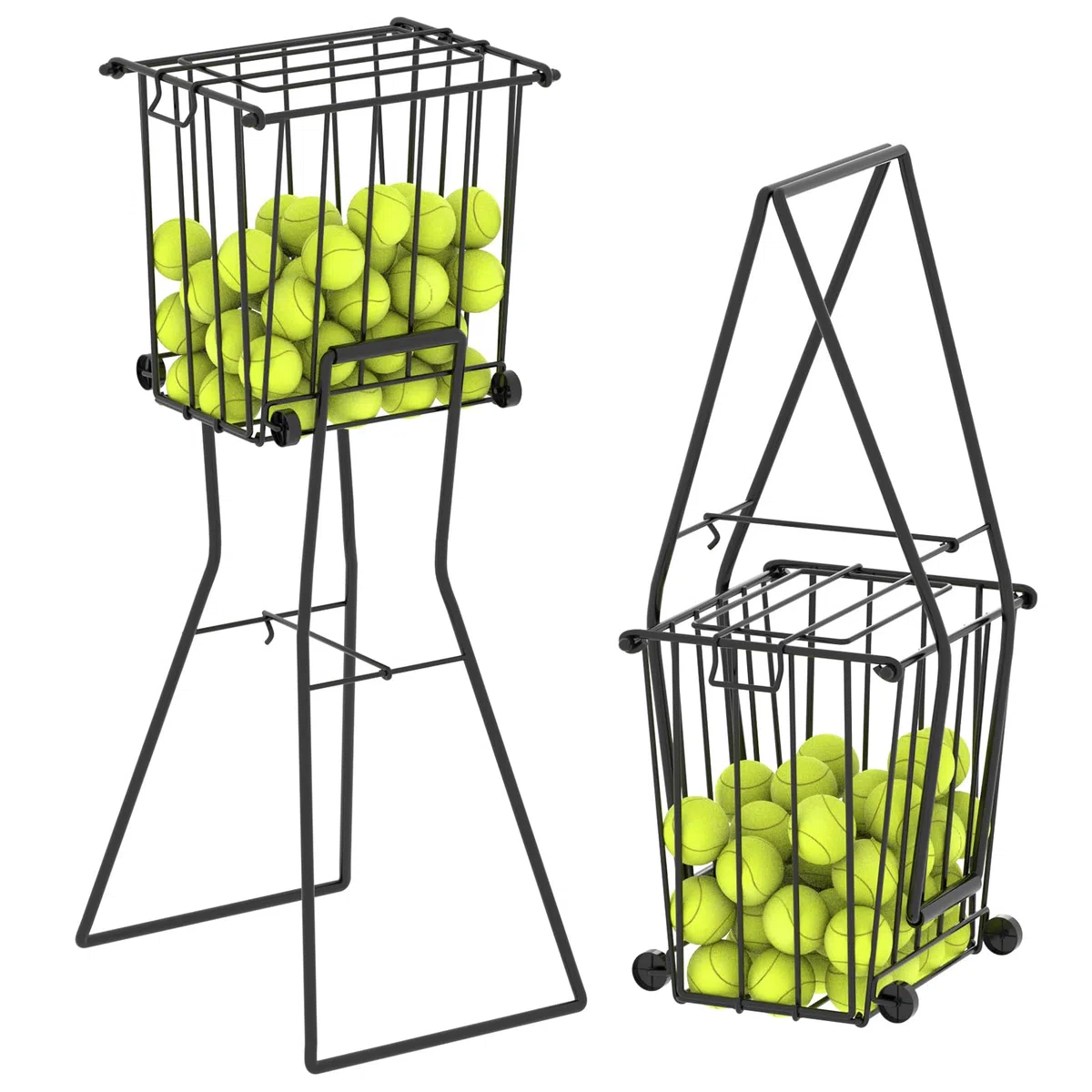 Moricher Tenis Pickleball Hopper con ruedas – 80 pelotas de tenis y capacidad de 55 pickleballs
