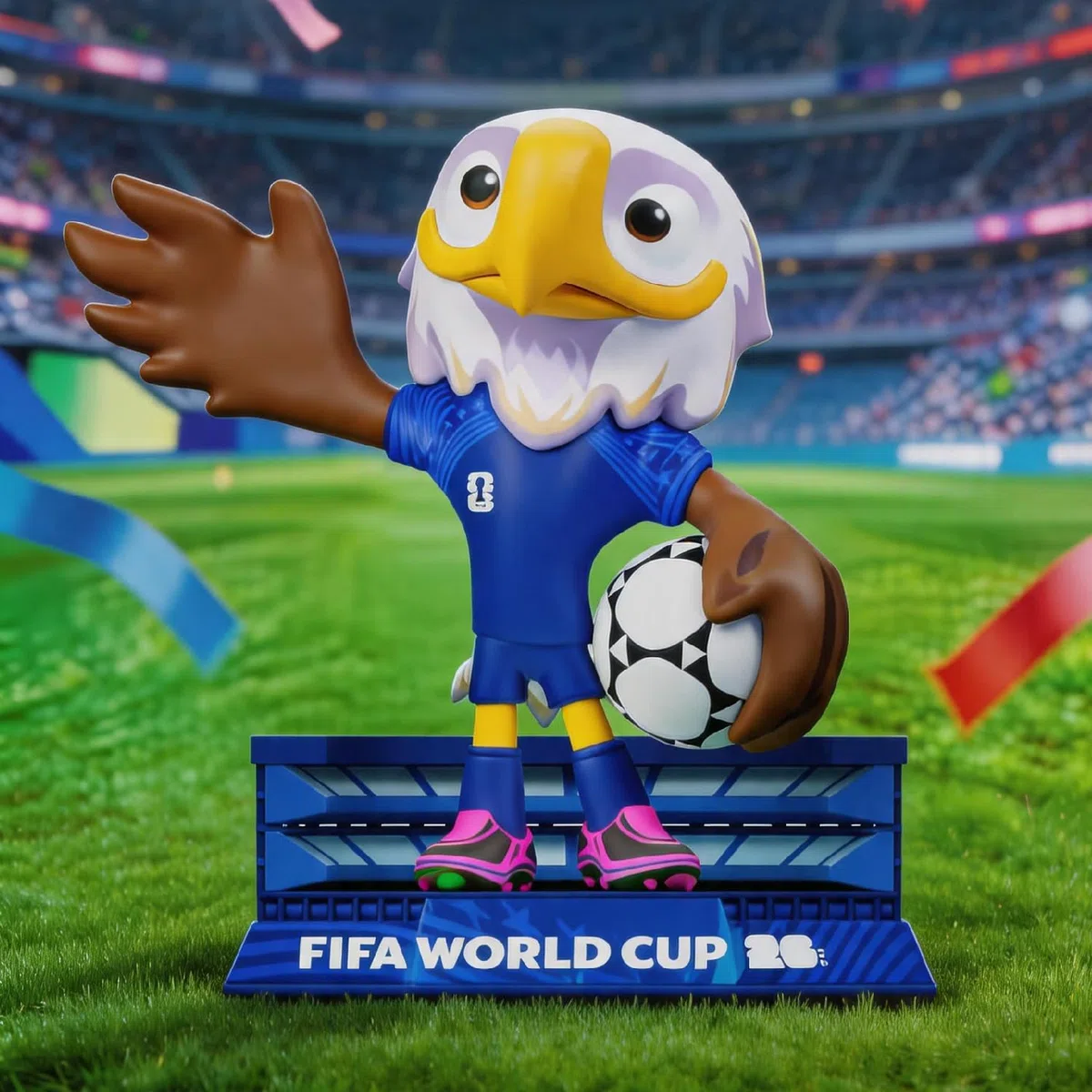 DICEKOO FIFA 2026 World Cup - Juego de mascota de 3 pulgadas (arce, Zayu, embrague) | Estilo de fútbol | Licencia oficial | Figuras coleccionables, idea de regalo para fanáticos y coleccionistas