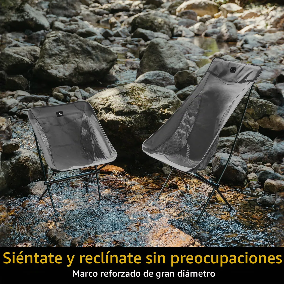 Naturehike Silla de Camping Plegable portátil Ultraligera con Bolsa de Transporte, Silla de Pesca Ligera, desmontaje rápido y Montaje, para Camping, pícnic al Aire Libre