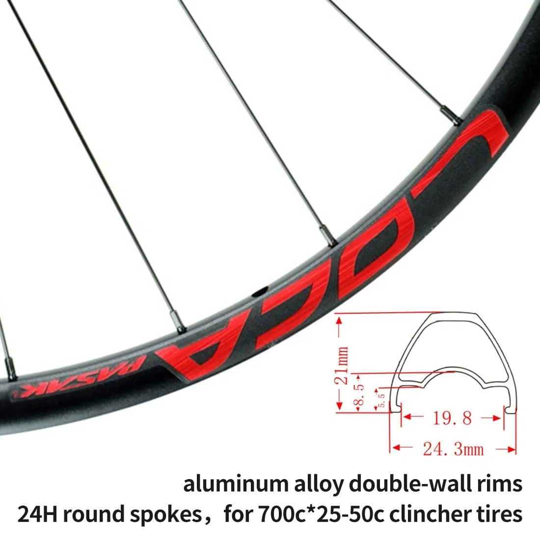 Juego de Ruedas para Bicicleta de Gravel, llanta 700C, 24 radios, Freno de Disco, liberación rápida, Delantera 100 mm, Trasera 135 mm, 360 clics, buje de Tiro Recto, para Cassette