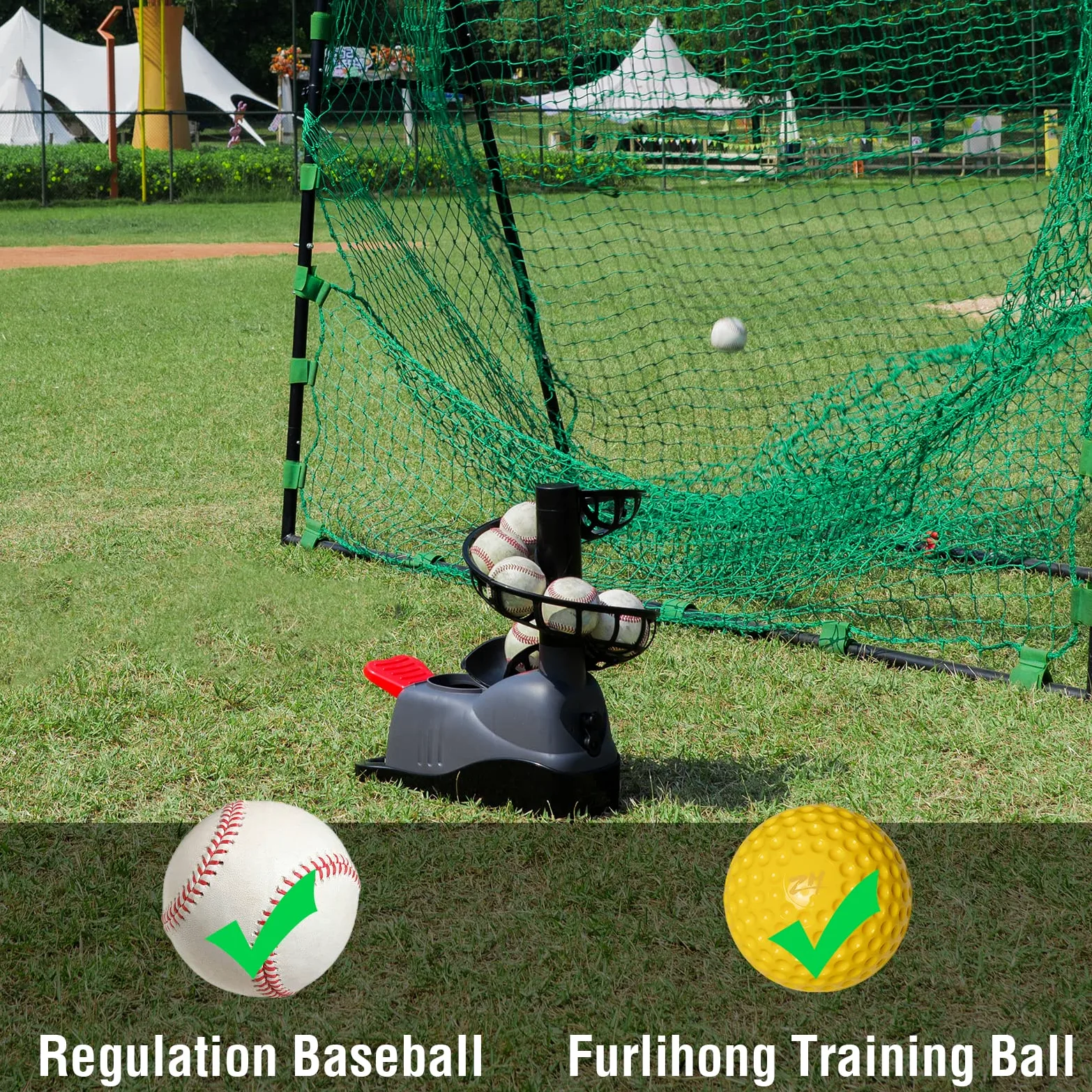 Furlihong 898BH - Máquina de Lanzamiento Suave de béisbol, ángulo Ajustable, Remo y liberación para lanzar, no Necesita Fuente de alimentación, Funciona con béisbol reglamentario