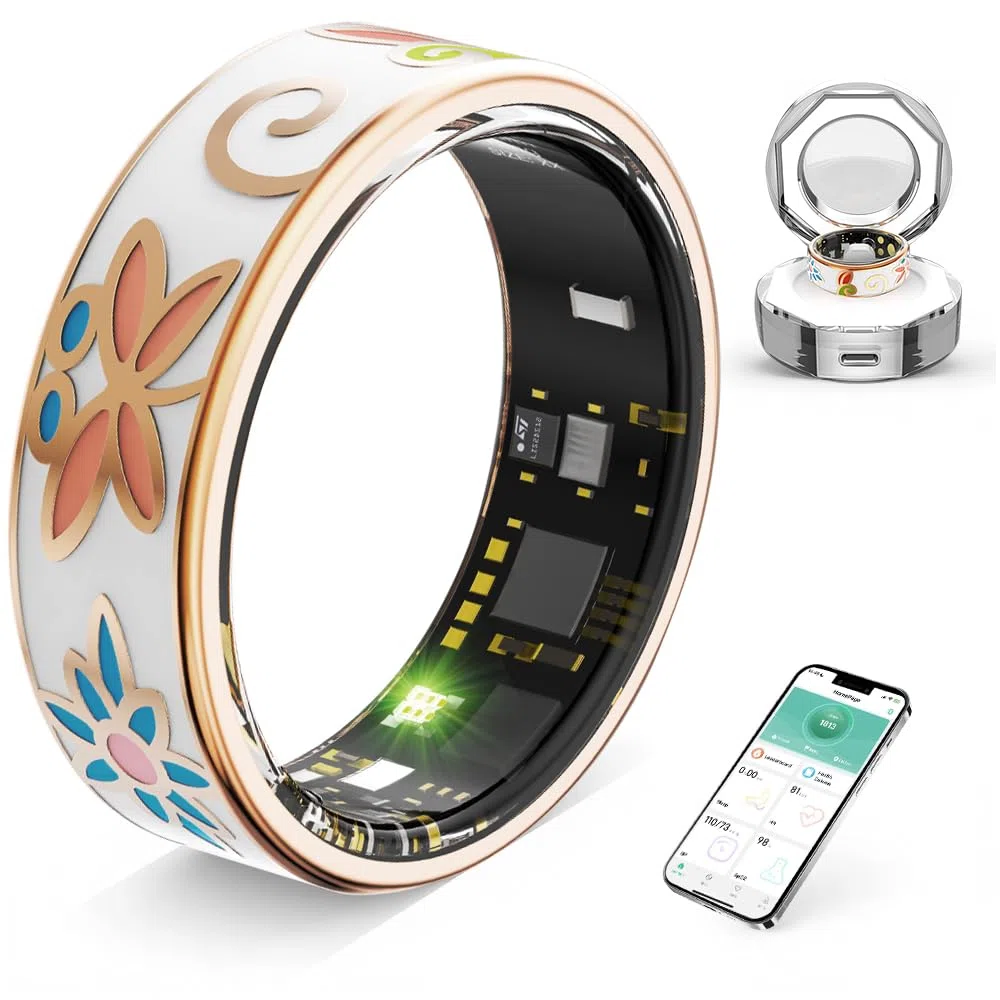 Anillo Inteligente Vintage con Monitoreo de Frecuencia Cardíaca y Sueño, Rastreador de Fitness, Anillo Conectado Contador de Pasos, Resistente al Agua IP68, Batería de 7 Días, Carga Magnética (7)