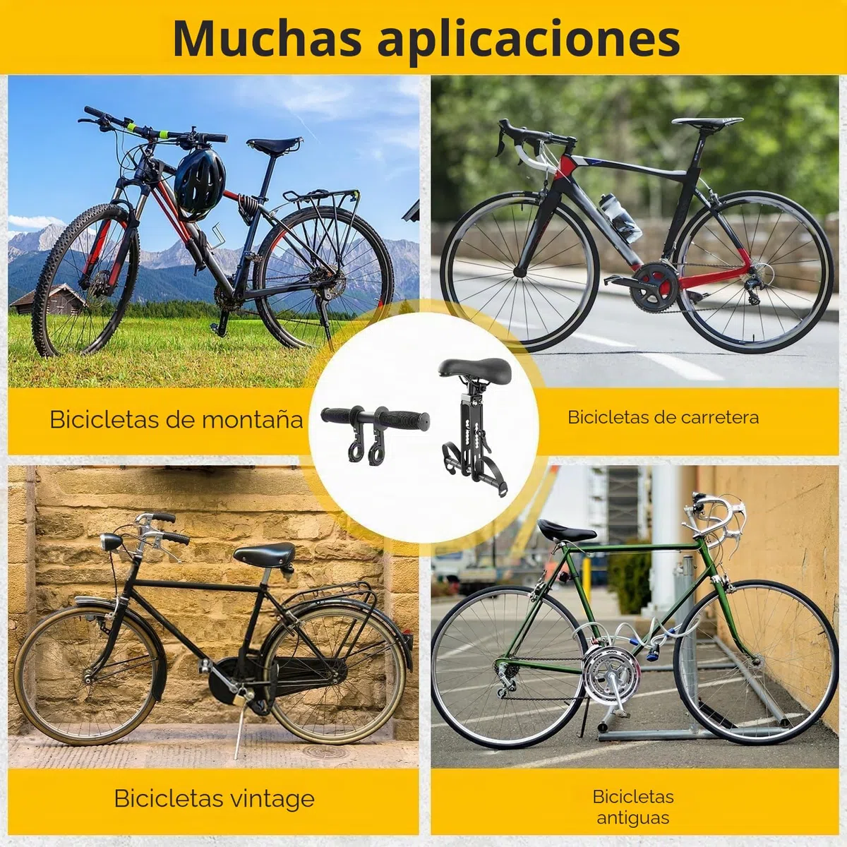 Asiento de Bicicleta Delantero para Niño, Sillita Bicicleta Niños Delantera con Reposabrazos y Pedal Delantero Bicicletas Niño Silla para Niños de 2 a 6 Años, hasta 60 Libras