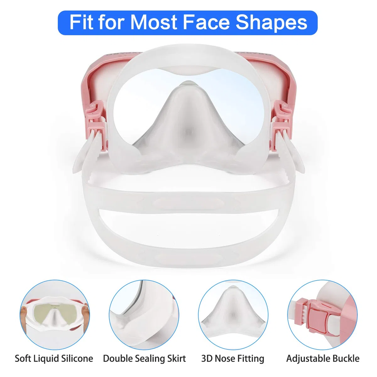 Gafas Buceo, Mascara Snorkel con Visión Panorámica Antivaho y Tubo Seco Antifugas, Equipo para Adultos y Jóvenes, Bolsa para Kit Incluida