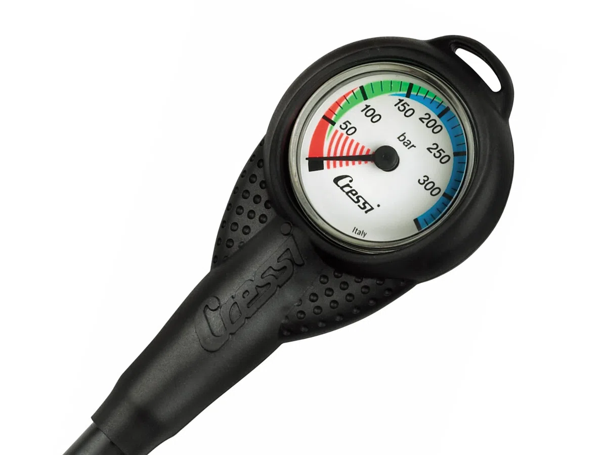 Cressi Pressure Gauge BAR or PSI - Manómetro de buceo BAR o PSI con números grandes y visibles