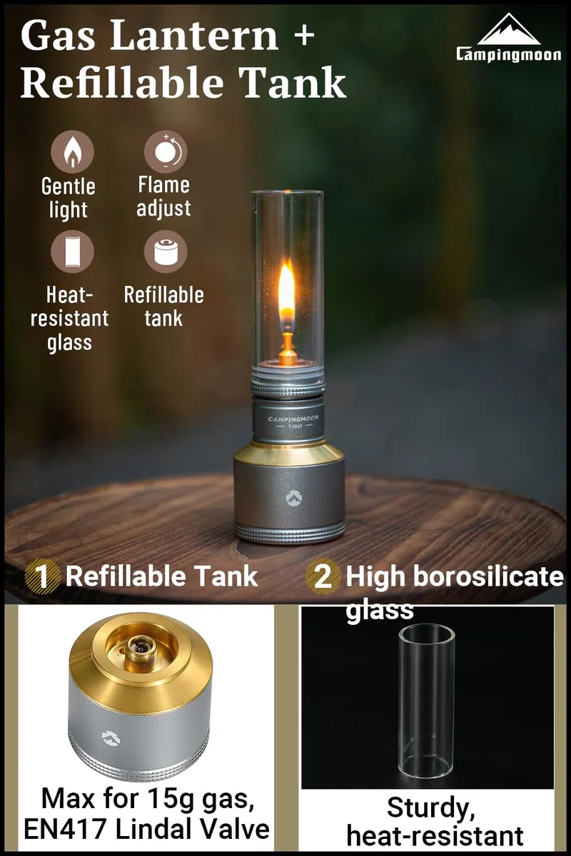 CAMPINGMOON T-1D15 - Farol de gas para camping con tanque vacío