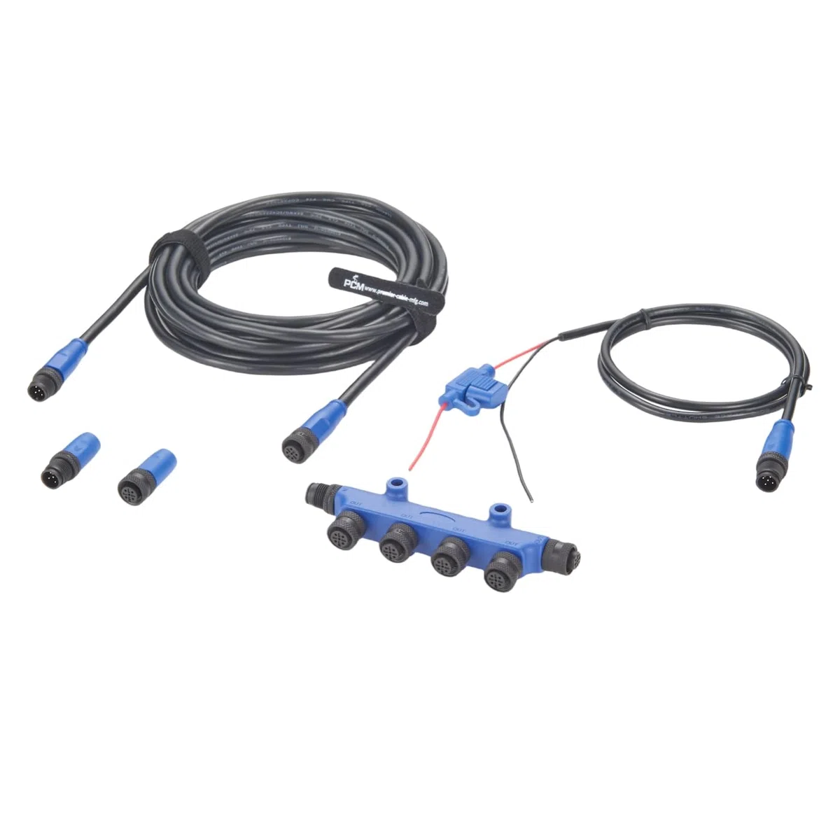 NMEA 2000 N2K - Kit de iniciación de cable troncal de grado marino, cable de caída de 4 puertos, terminadores, cable de alimentación con fusible para redes Lowrance Simrad B&G Navico