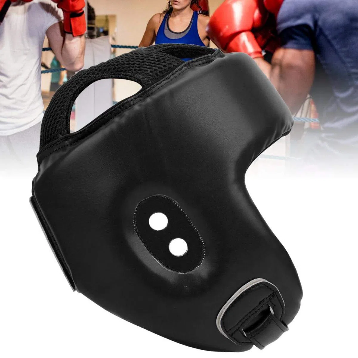 Casco de Boxeo Casco de Boxeo Cuero de PU Protector de Cabeza Ajustable Sanda Kickboxing Entrenamiento Defensa MMA Headgear