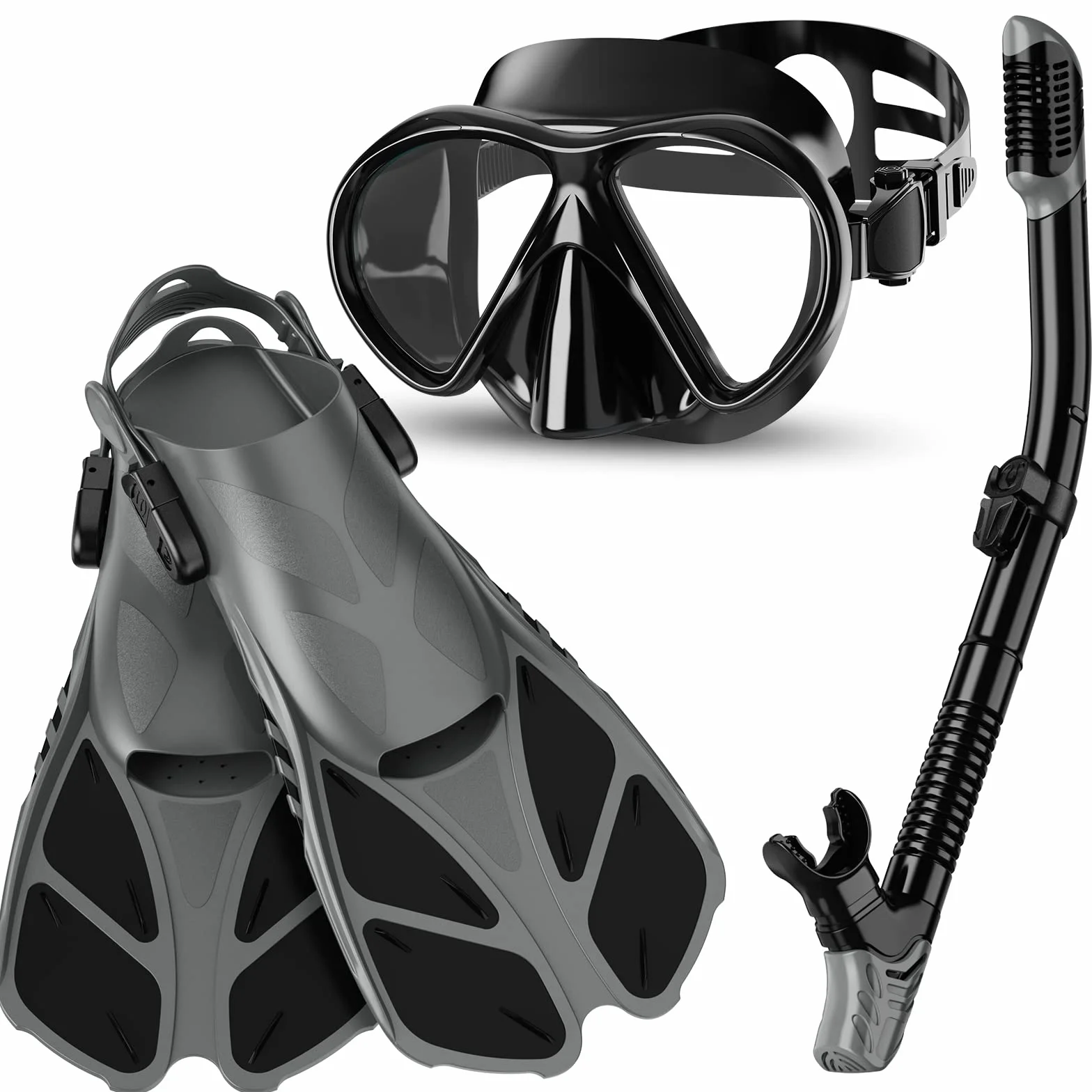 Máscara y Aletas,Esnórquel settauch Set, Snorkel Set,Gafas de Buceo,Funda Aletas, Gafas de Buceo Buceo Swim Mask Snorkel Aletas Snorkel para Adultos y Jóvenes