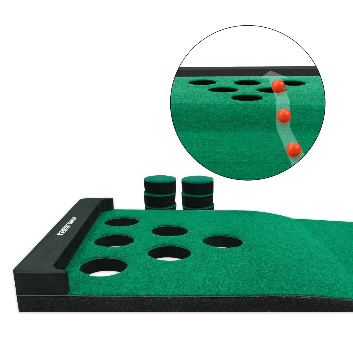 KOFULL Alfombrilla Putting Golf Alfombras de Entrenamiento (Incluye 2 putters + 6 Pelotas) para Practicar y Divertirte en casa o en la Oficina