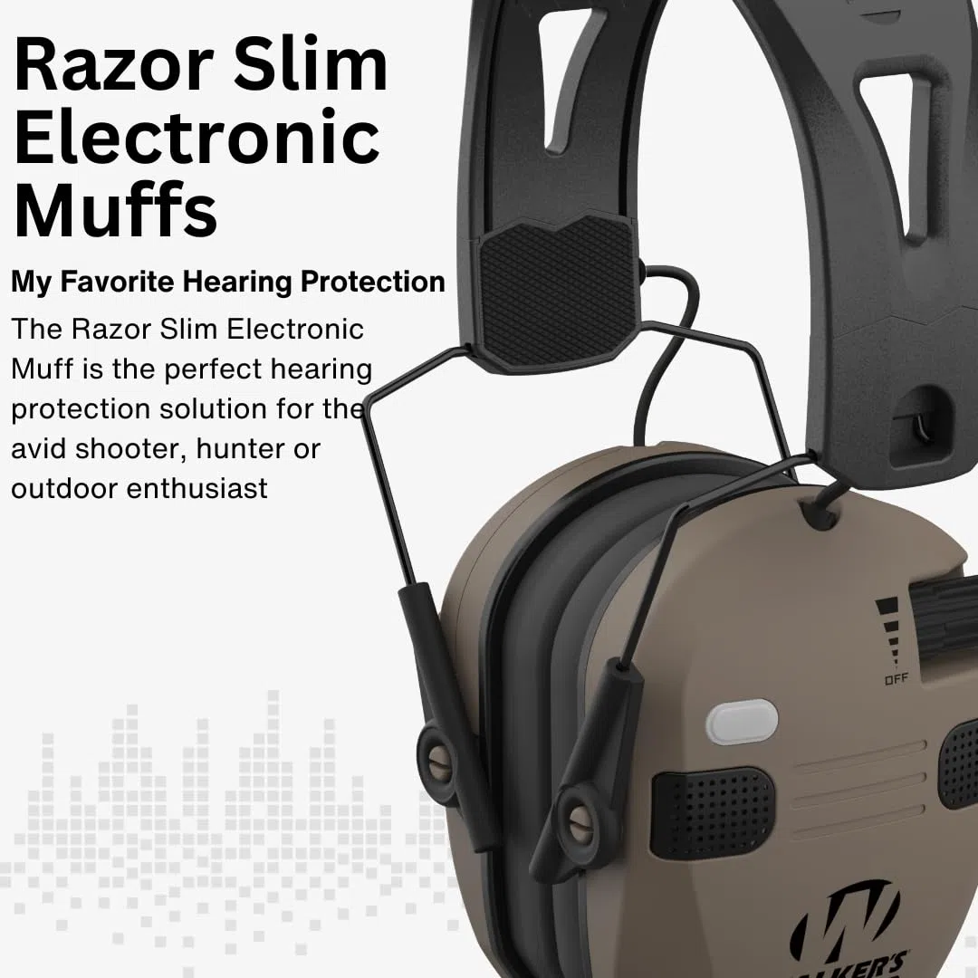 Walker's Razor Slim Quad - Orejeras electrónicas con tecnología Bluetooth, paquete de protección auditiva para disparos