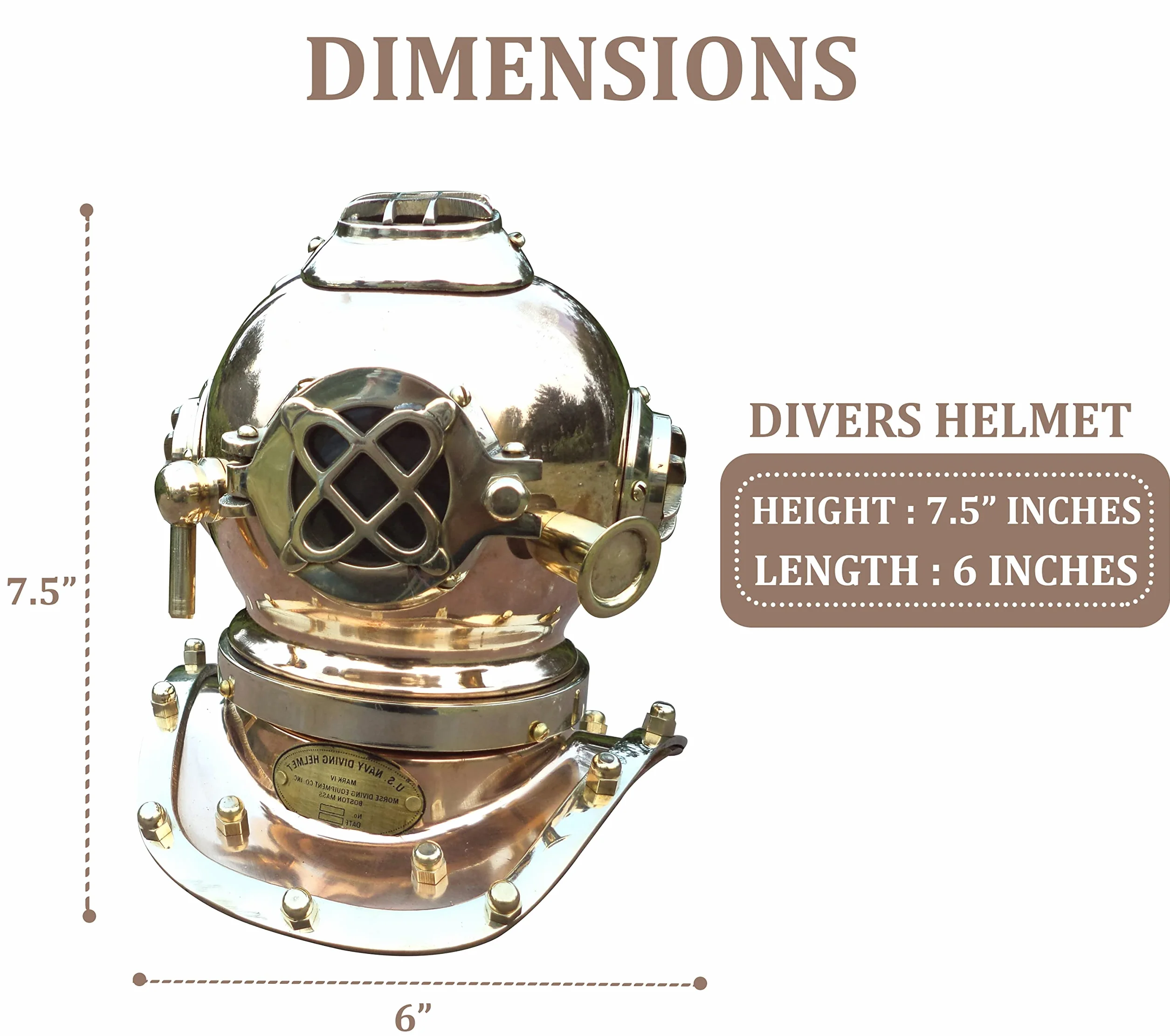 Réplica de Mini Casco de Buceo Marino Antiguo Mark Us, Acabado de Cobre náutico Azul Marino