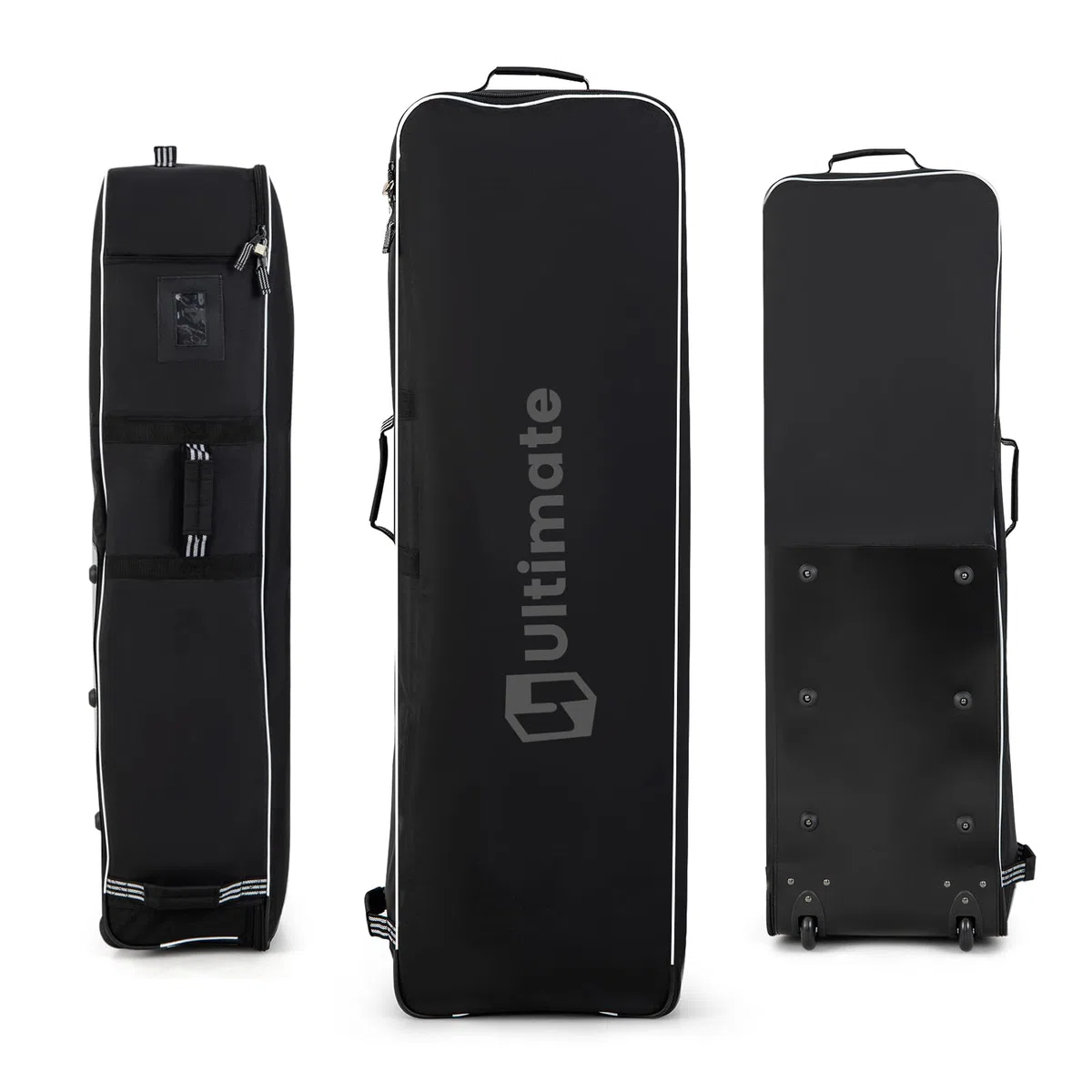 COSTWAY Bolsa de Viaje de Golf con Ruedas, Tejido Oxford Resistente con Tarjetero, Cremallera de 2 Vías y Cerradura, Funda de Viaje Plegable y Portátil para Palos de Golf con Asas