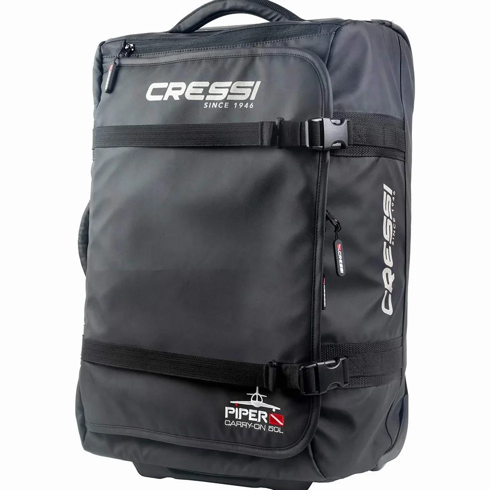 Cressi Piper Trolley Ligero Equipaje de Mano con Ruedas, Bolsa de Viaje para Vuelos, Equipaje Ultraligero con Asa Telescópica, Correas de Compresión y Organizador para Deporte y Vacaciones
