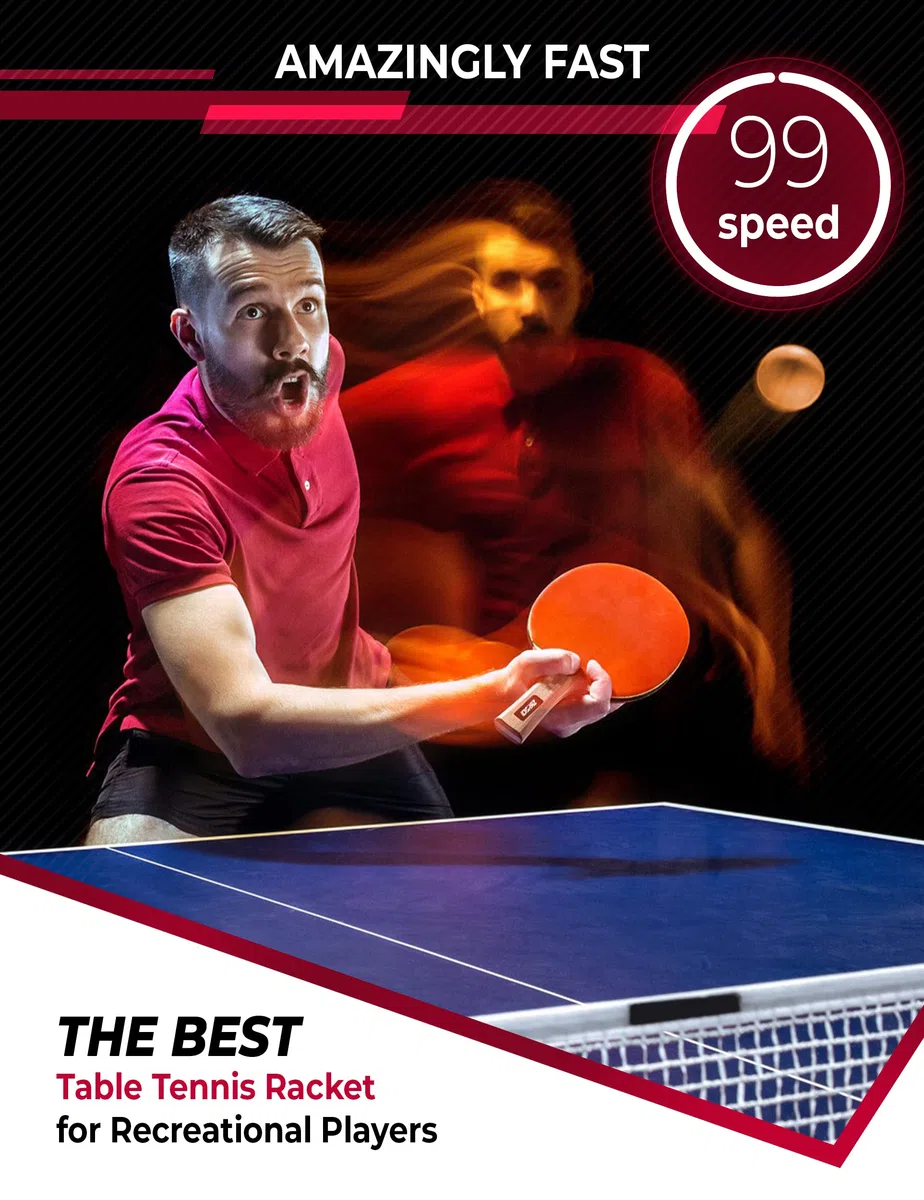 Raqueta Profesional de Ping Pong, Raqueta de Tenis de Mesa con Funda de Transporte, Goma aprobada por la ITTF para Jugar en torneos, la Mejor Paleta de Tenis de Mesa