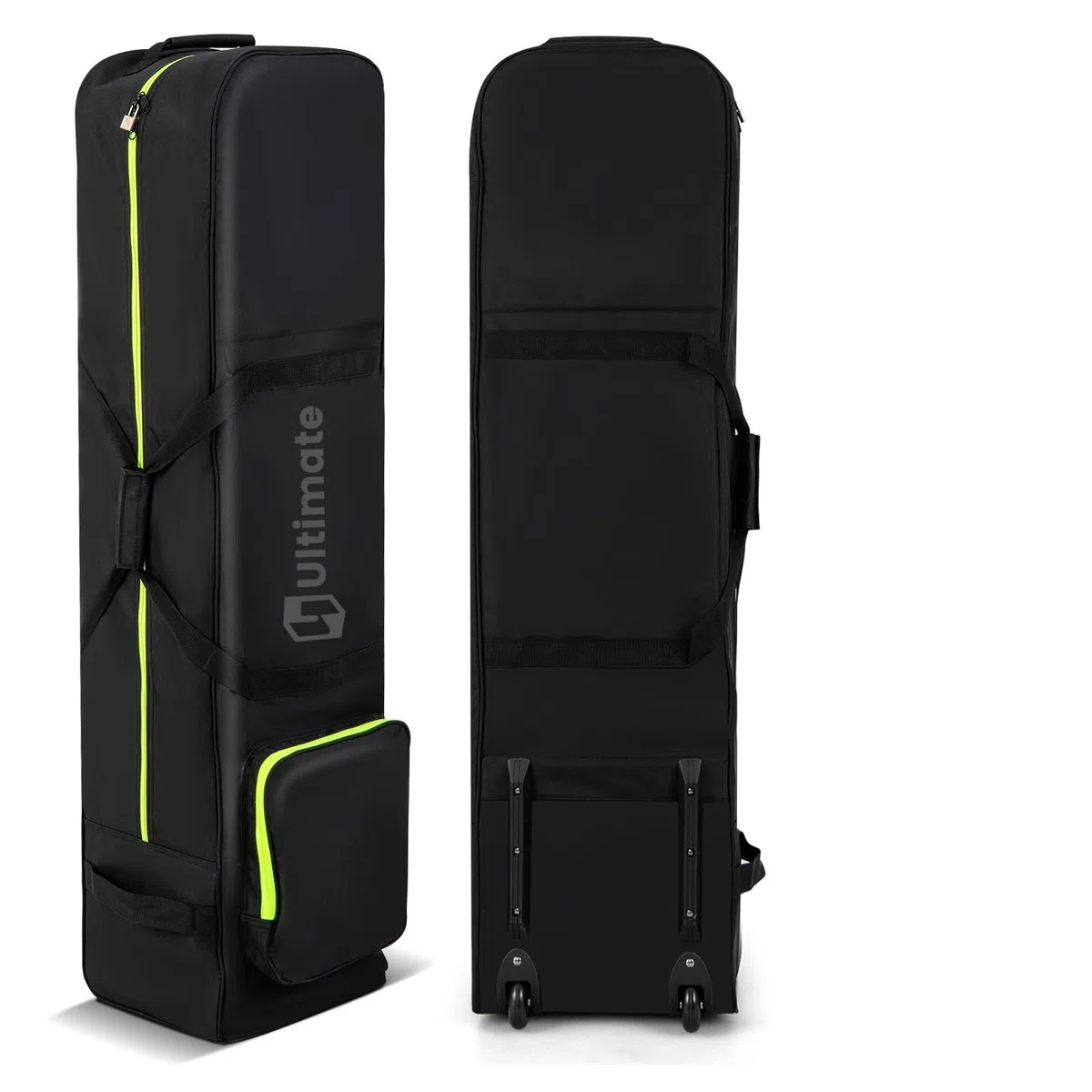 COSTWAY Bolsa de Golf de Viaje con Ruedes, Tela Oxford Resistente al Desgaste e Impermeable, Cremallera y Llave, Fundas de Viaje Plegable para Palos de Golf Aerolíneas