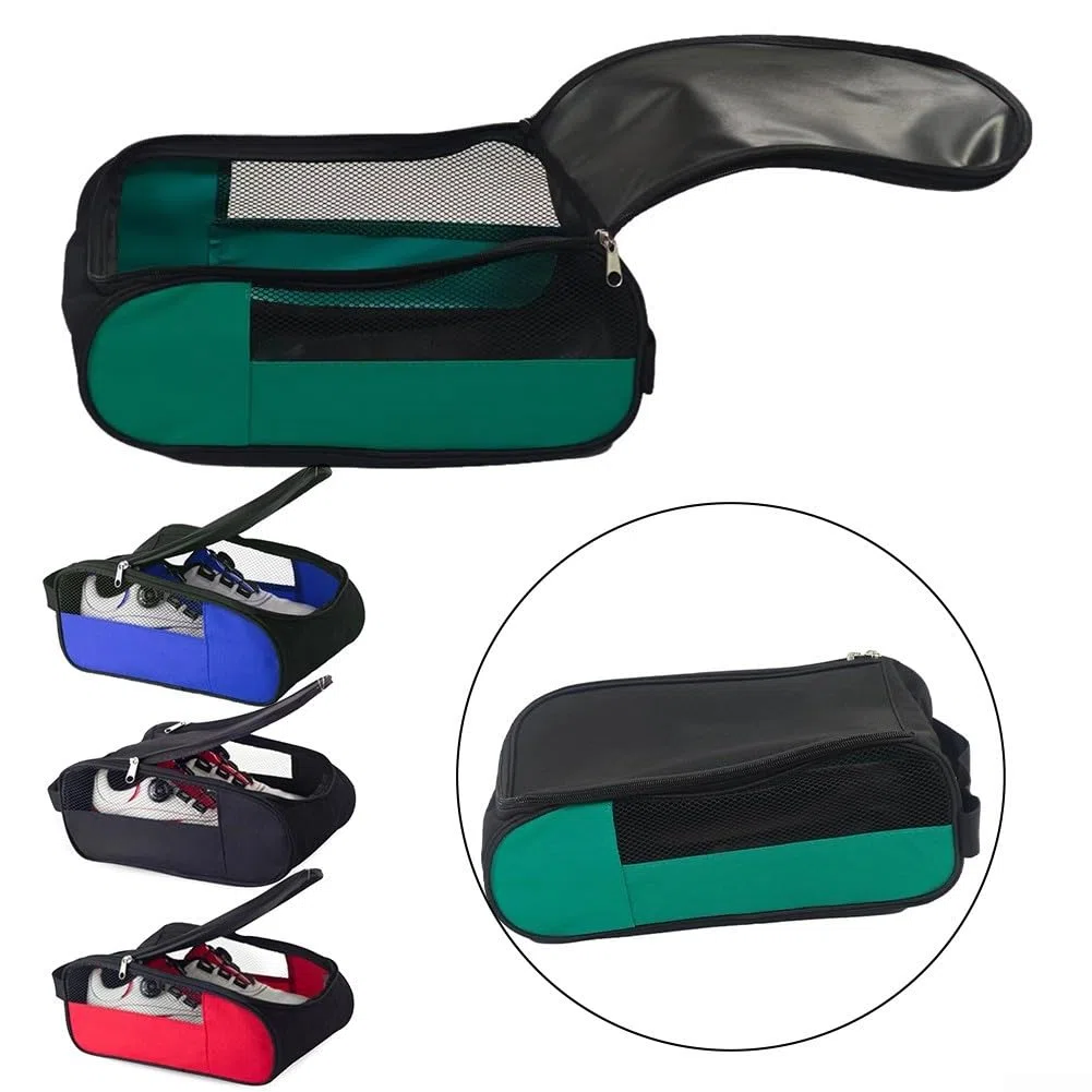 Bolsa de viaje para zapatos de golf, portátil, impermeable y resistente al polvo, funda de tela Oxford (negro)