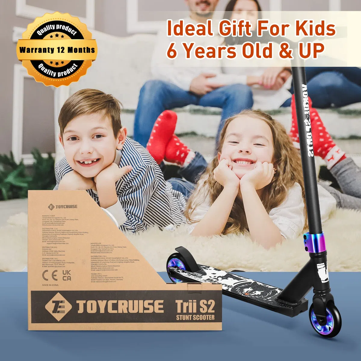 Stunt Scooter Pro Trick Scooters for Kids & Teenagers Age 6+ Boys Girls, Kick Freestyle Beginner Scooter 360 Spin Handlebar, Robust Aluminum Frame 100mm Smooth Wheels