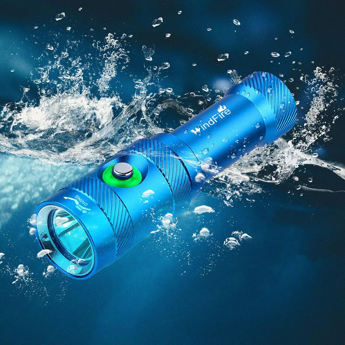 WINDFIRE Linternas de buceo, IPX8 impermeable profesional recargable luz de buceo, linterna submarinismo