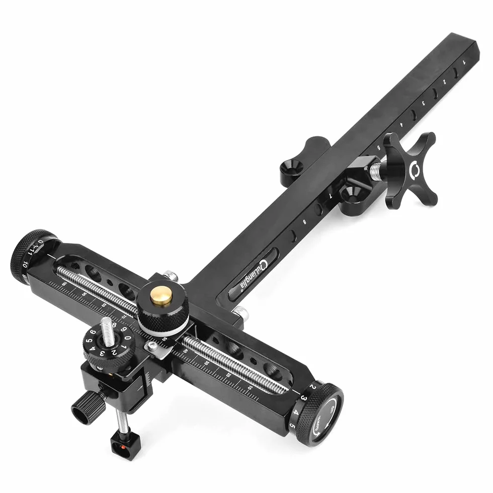 SHARROW Tiro al Arco Miras para Arco Recurvo Aluminio Vista de Arco Recurvo 9 Pulgadas Micro Ajustable Bow Sight Accesorios de Arco y Flecha