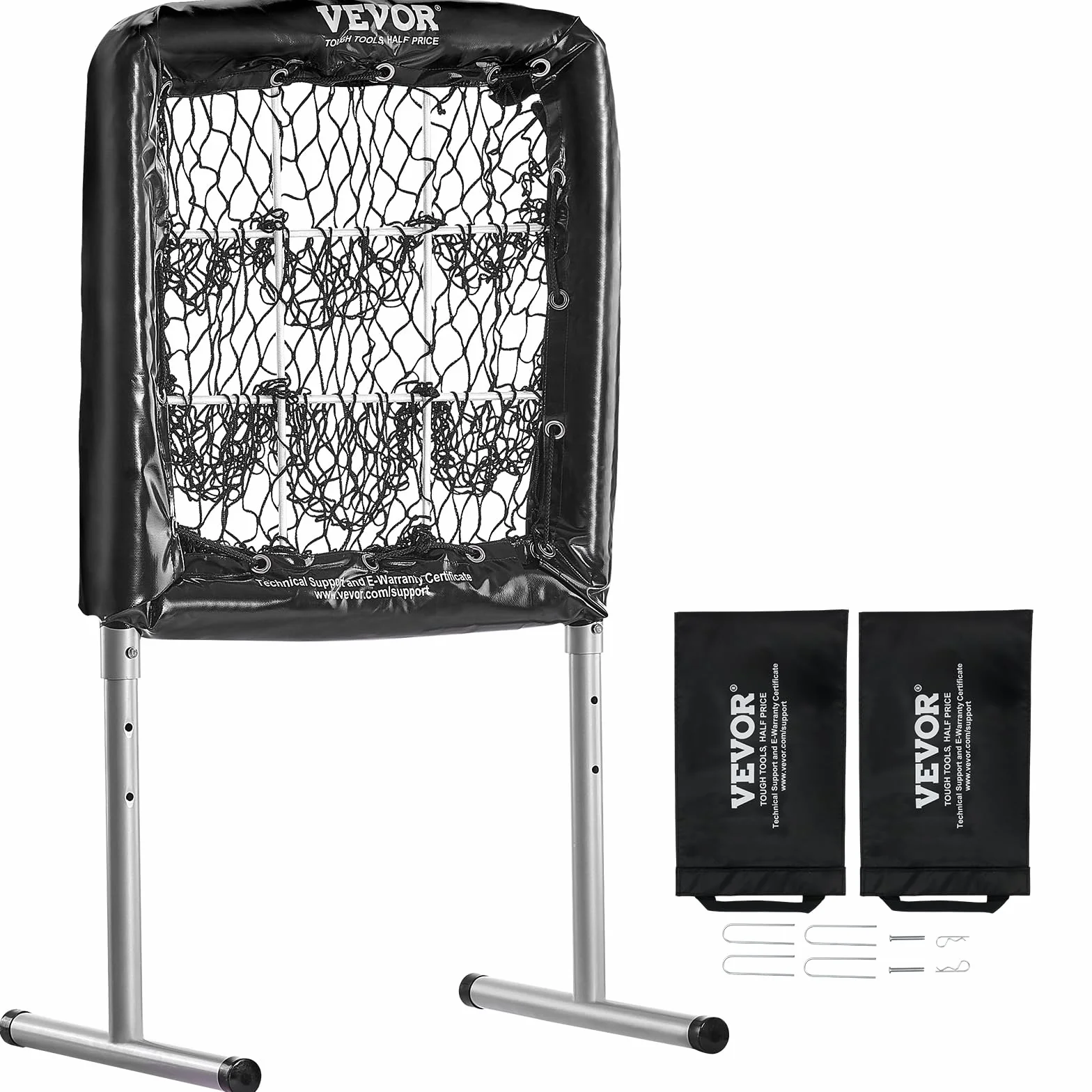 VEVOR Red de Entrenamiento de Béisbol de Softbol Pickleball 9 Agujeros 71x69 cm Red de Lanzamiento de Béisbol Portátil Objetivo de Golpe de Altura Ajustable de 3 Niveles para Lanzador en Patio Trasero