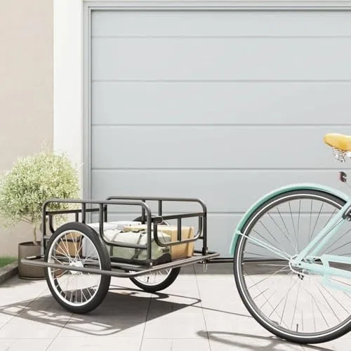 Remolque de carga para bicicleta, resistente, capacidad de carga de 60 kg, diseño plegable, enganche universal para un transporte cómodo