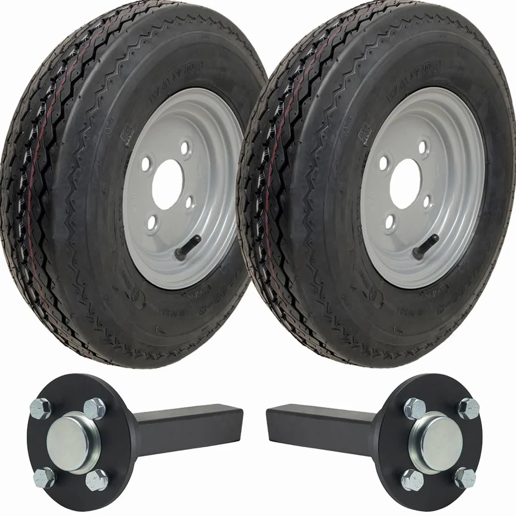 Parnells - Kit de Remolque de Alta Velocidad - 2 Piezas de Ruedas y Neumáticos 4.80/4.00-8 + 2 Cubos/Ejes con Pernos, sin Enganche, 690 kg, 130 Km/H - Ruedas Legales en Carretera y Marcado Electrónico