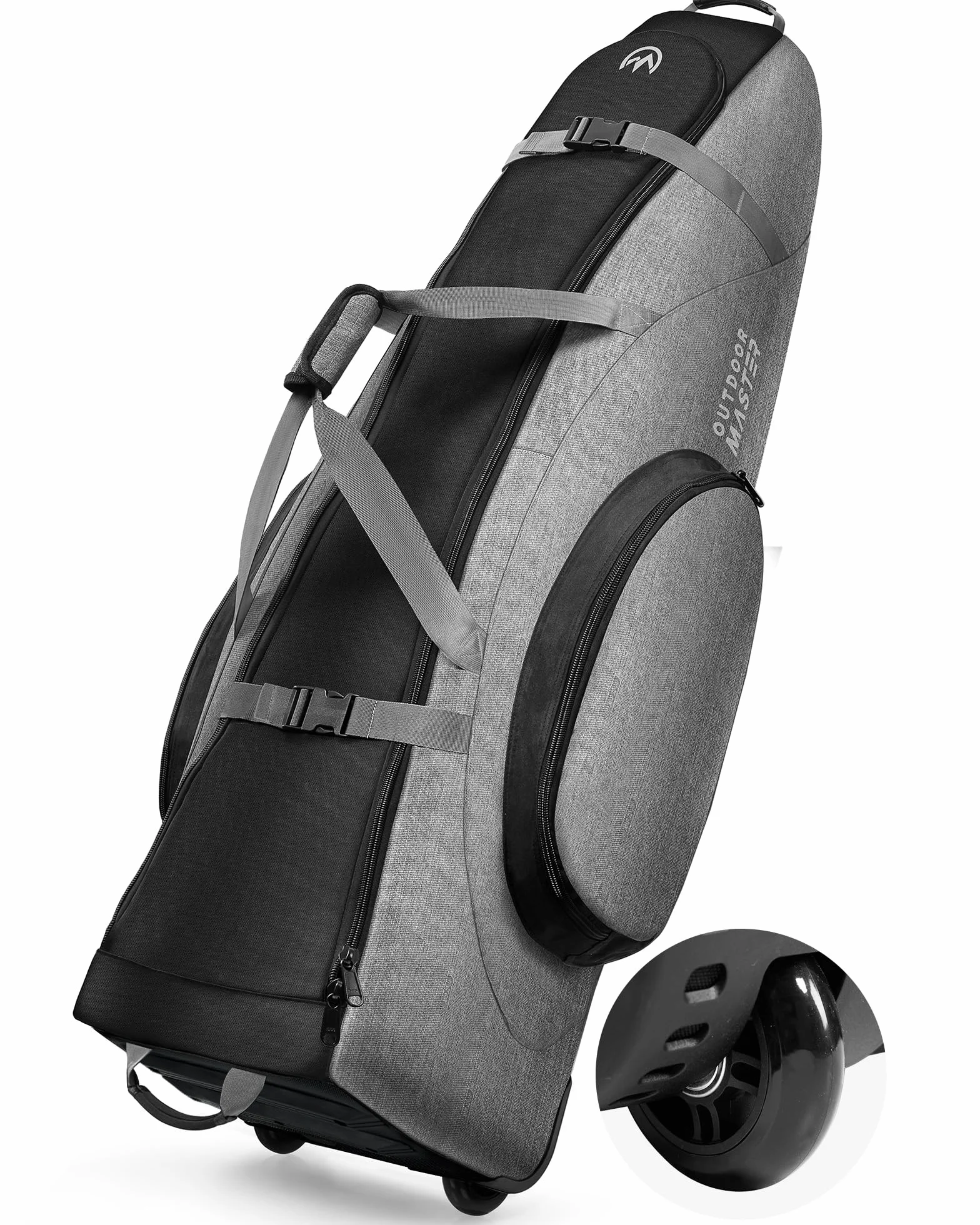 OutdoorMaster Bolsa de Viaje Acolchada de Golf con Ruedas reforzadas, 900D Oxford Resistente al Desgaste e Impermeable, Bolsa de Viaje de Golf de Lado Suave, Compartimento para Zapatos y Accesorios